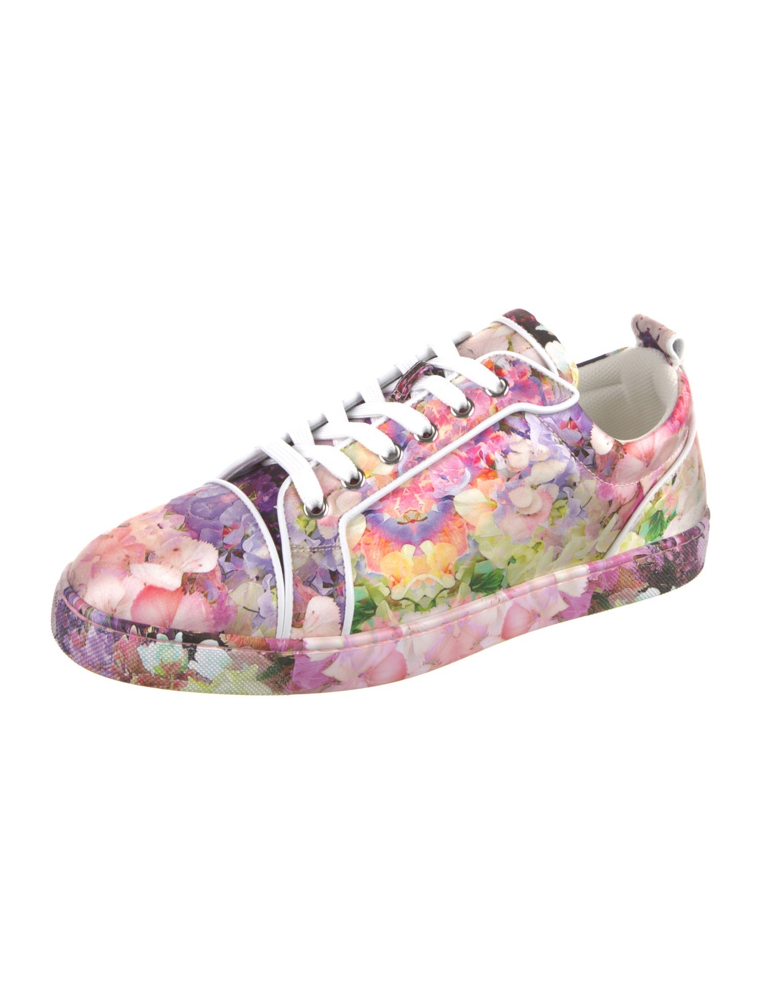 Christian Louboutin Satin Floral Print Sneakers
