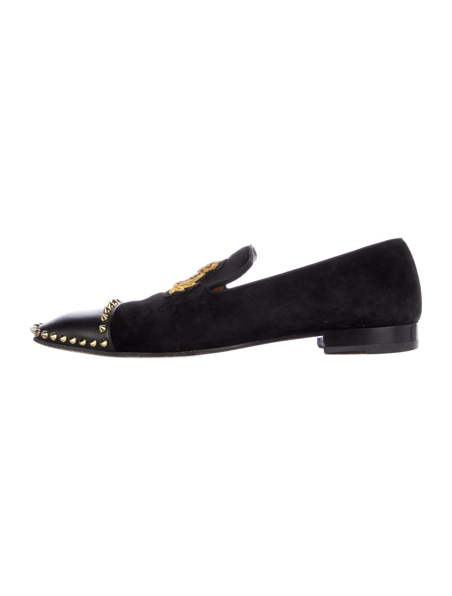 Christian Louboutin Spike Accents Suede Loafers