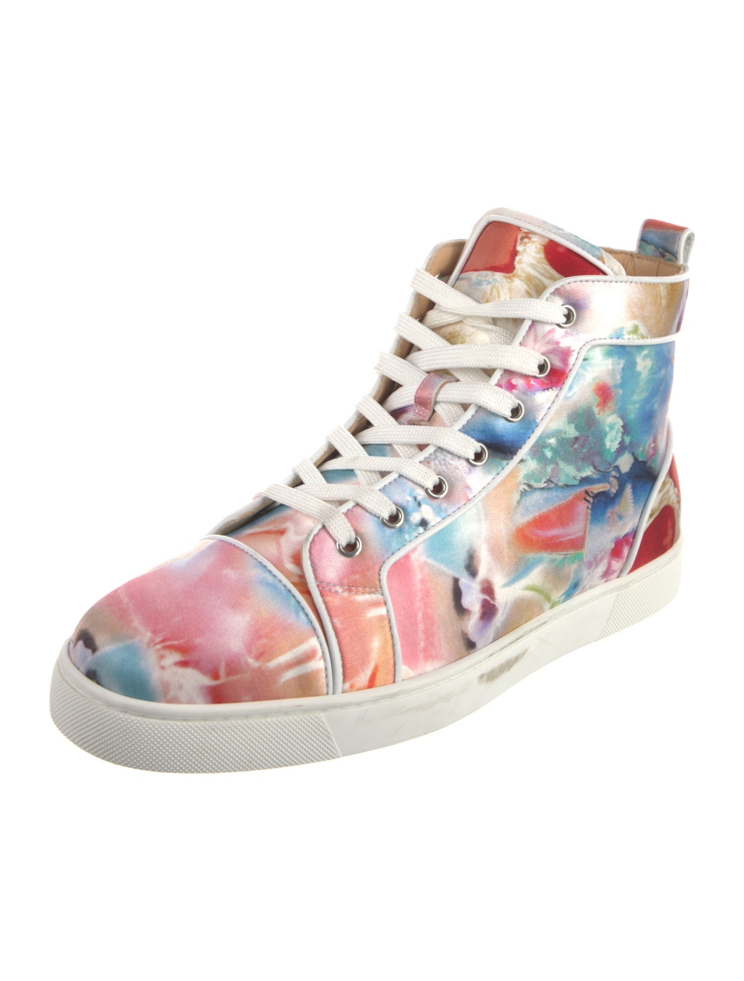 Christian Louboutin Spike Accents Satin Sneakers