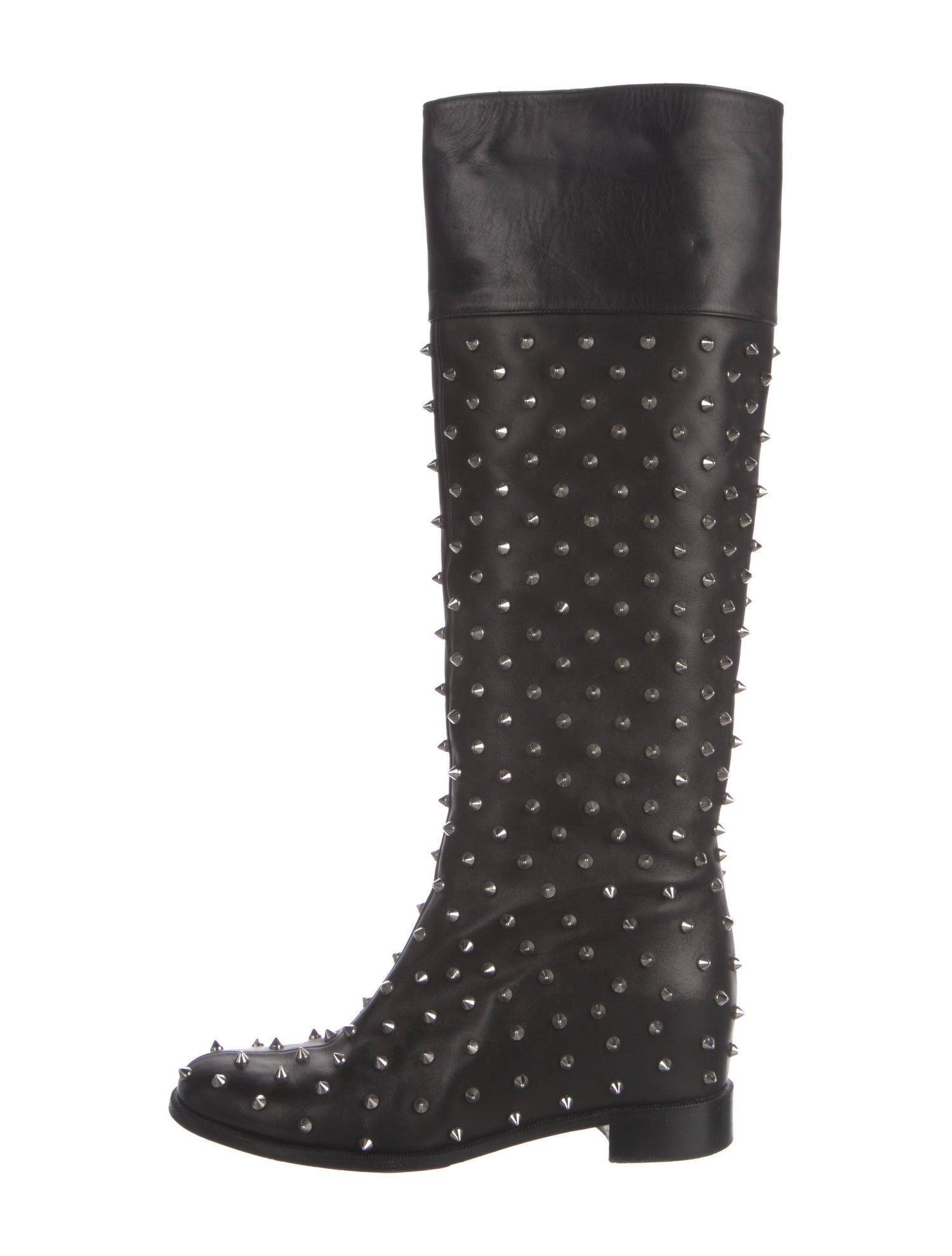 Christian Louboutin Spike Accents Leather Riding Boots