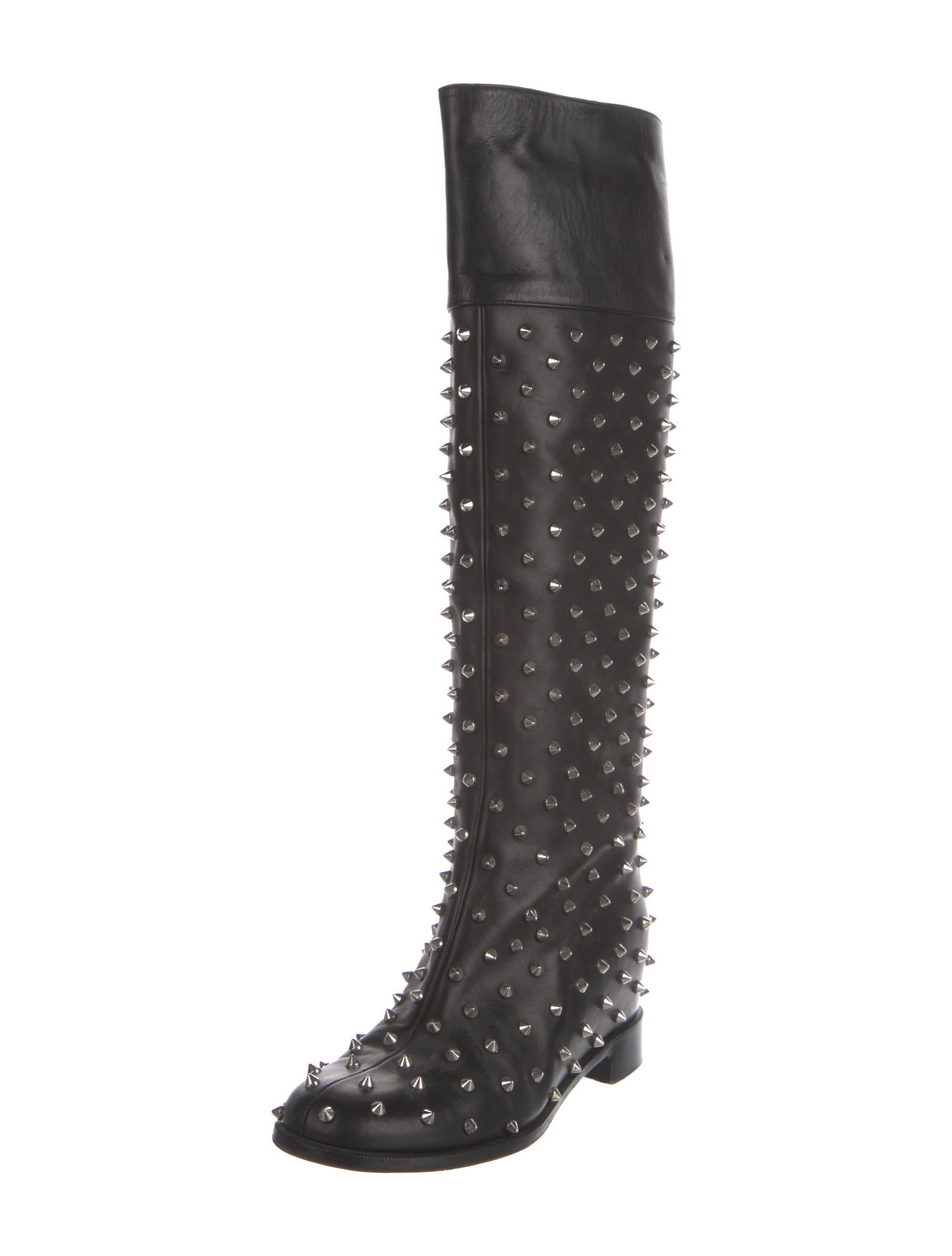 Christian Louboutin Spike Accents Leather Riding Boots