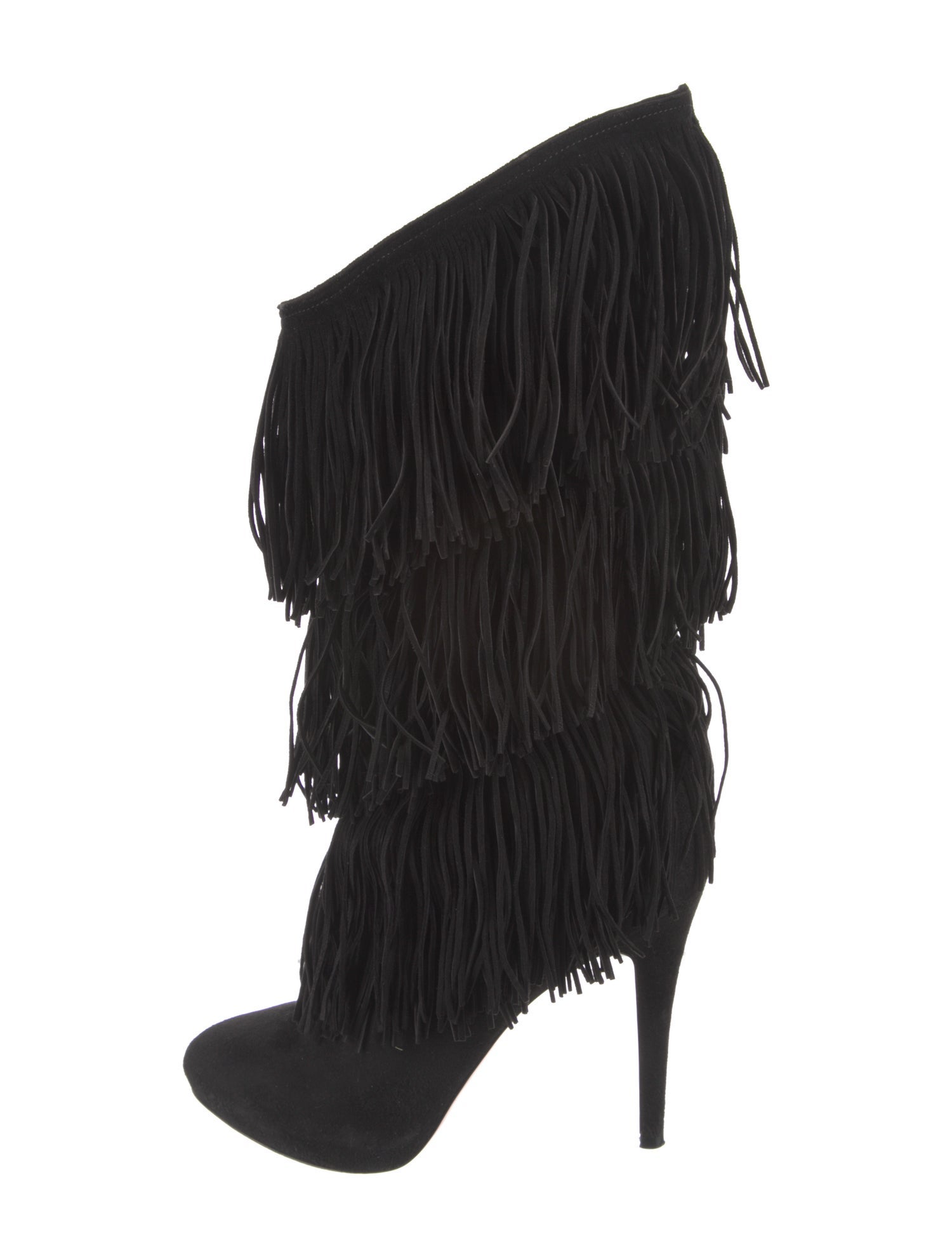 Christian Louboutin Suede Fringe Trim Accent Boots