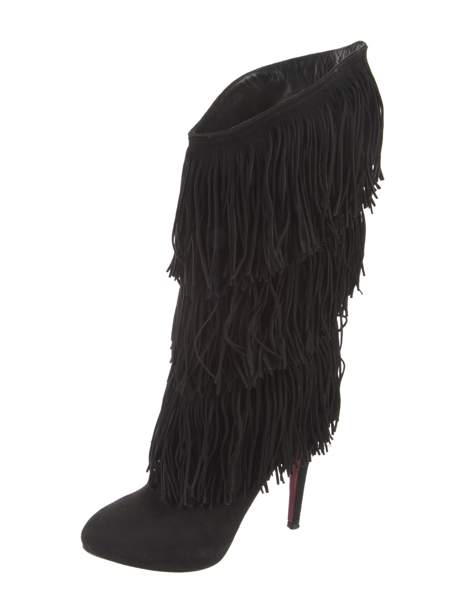Christian Louboutin Suede Fringe Trim Accent Boots