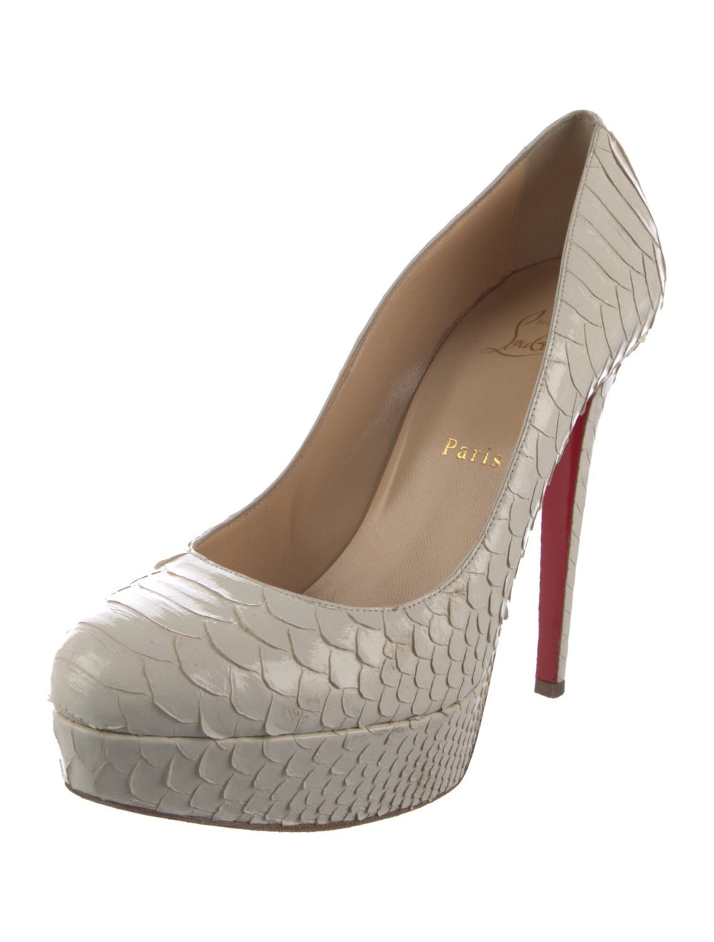 Christian Louboutin Python Pumps White Round-Toes… - image 2