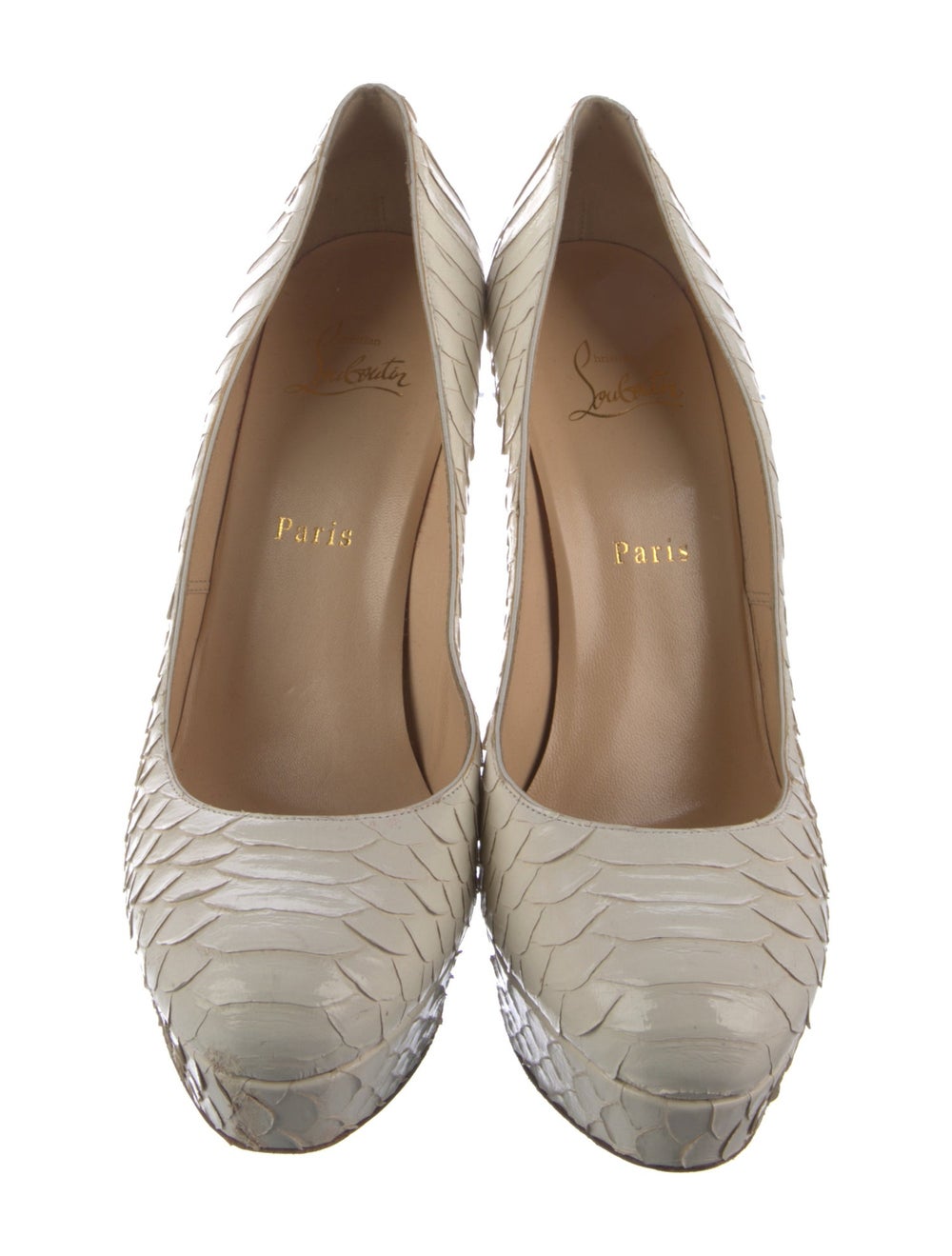Christian Louboutin Python Pumps White Round-Toes… - image 3