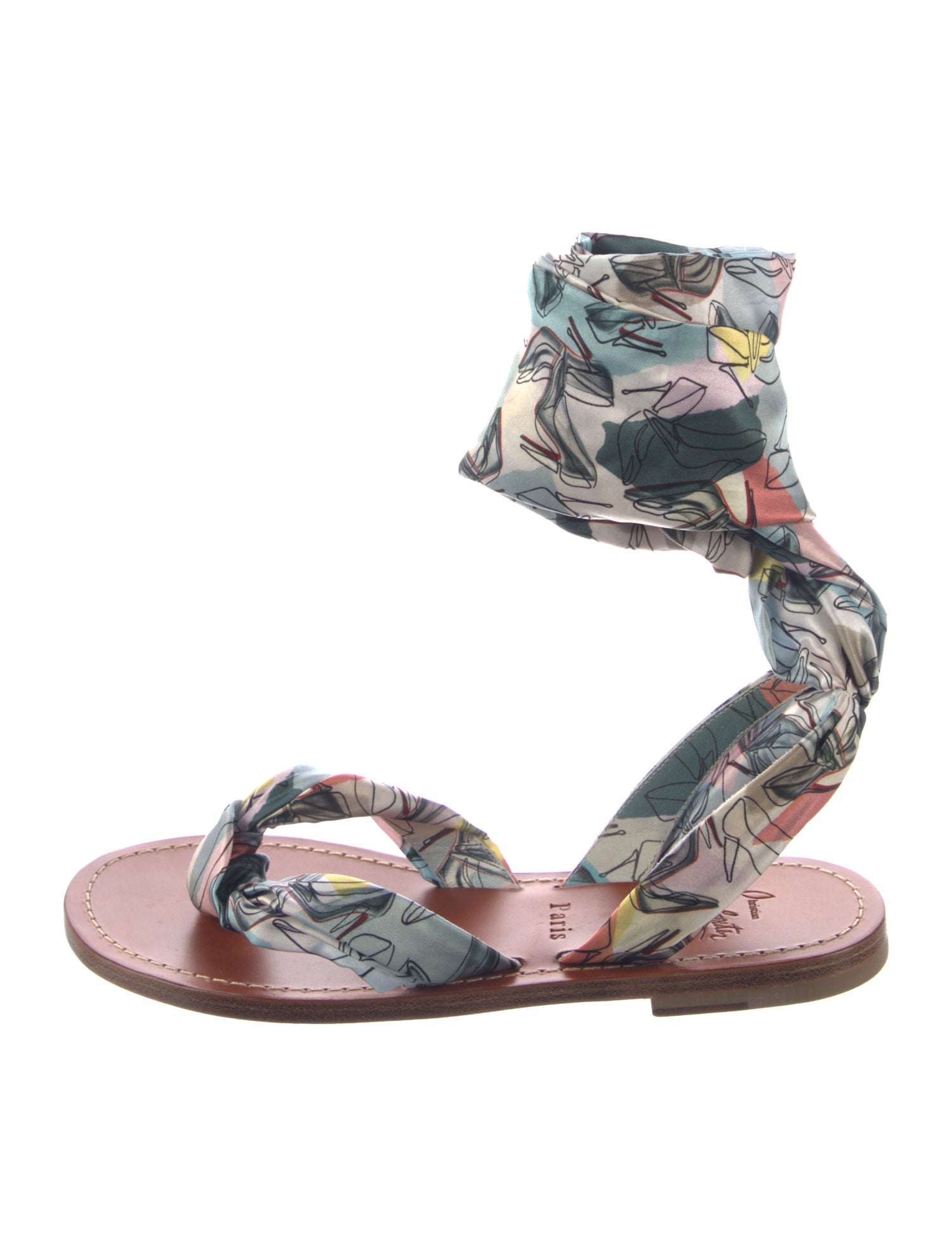 Christian Louboutin Satin Printed Gladiator Sandals