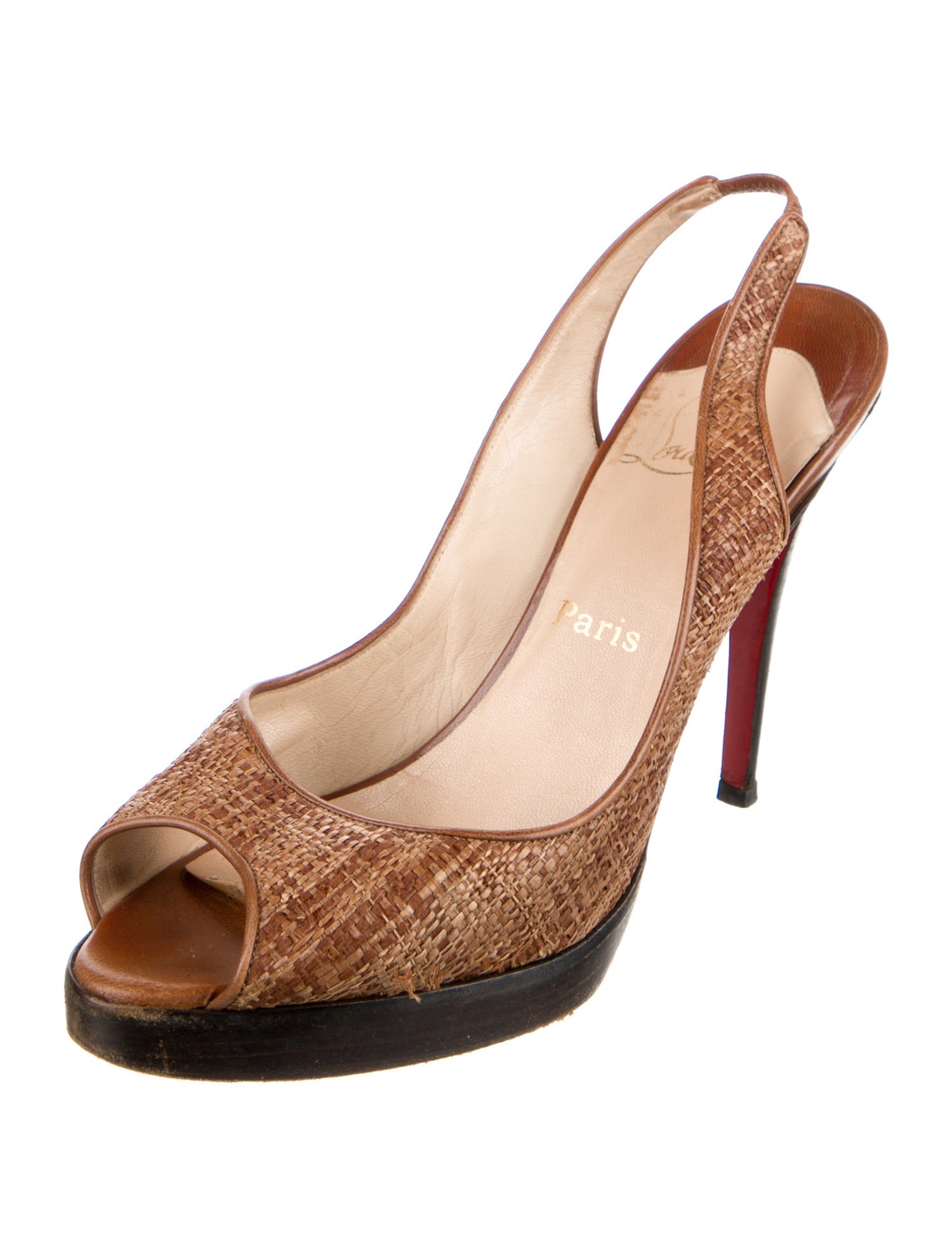 Christian Louboutin Vintage Raffia Slingback Pumps