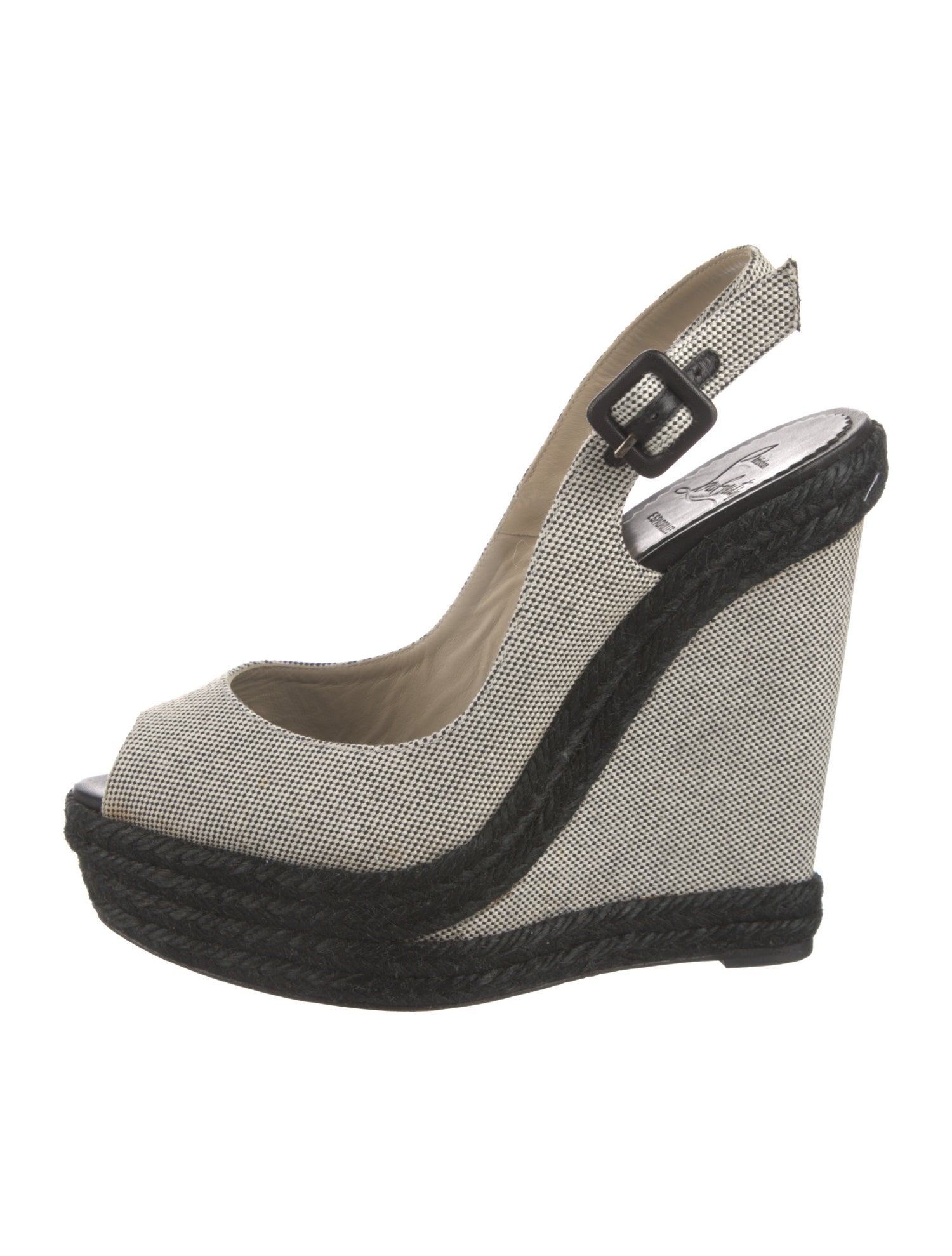 Christian Louboutin Canvas Colorblock Pattern Slingback Pumps