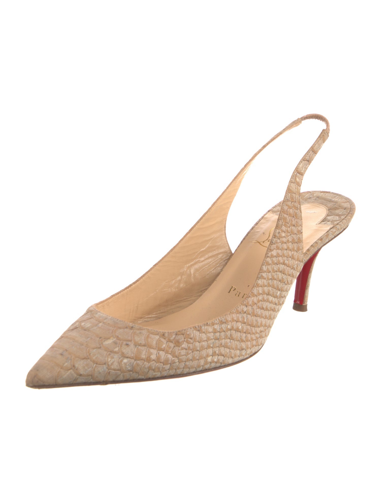 Christian Louboutin Embossed Leather Slingback Pumps