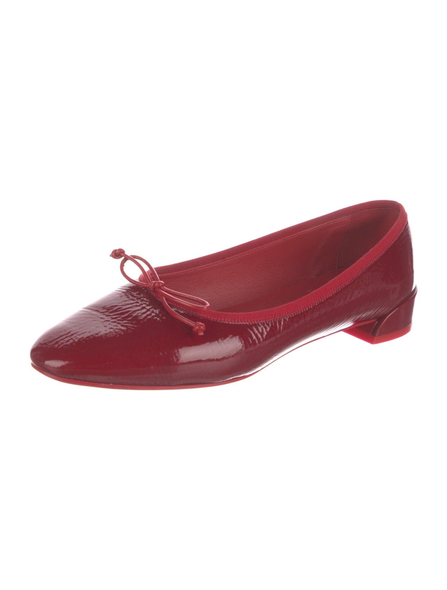 Christian Louboutin Patent Leather Bow Accents Ballet Flats