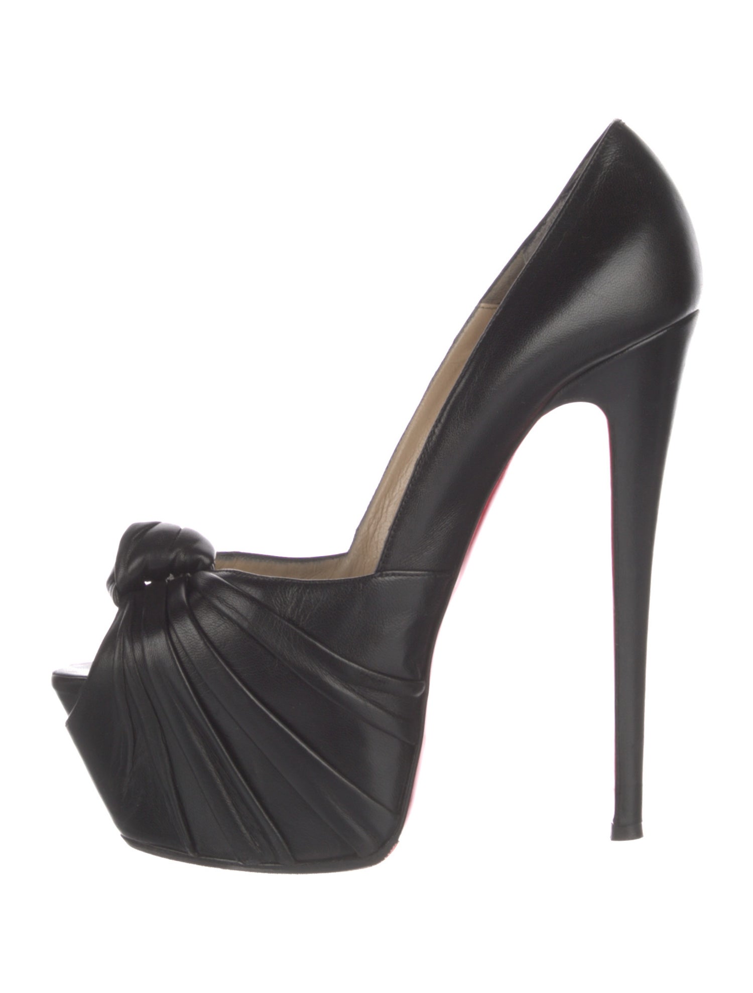 Christian Louboutin Leather Pleated Accents Pumps