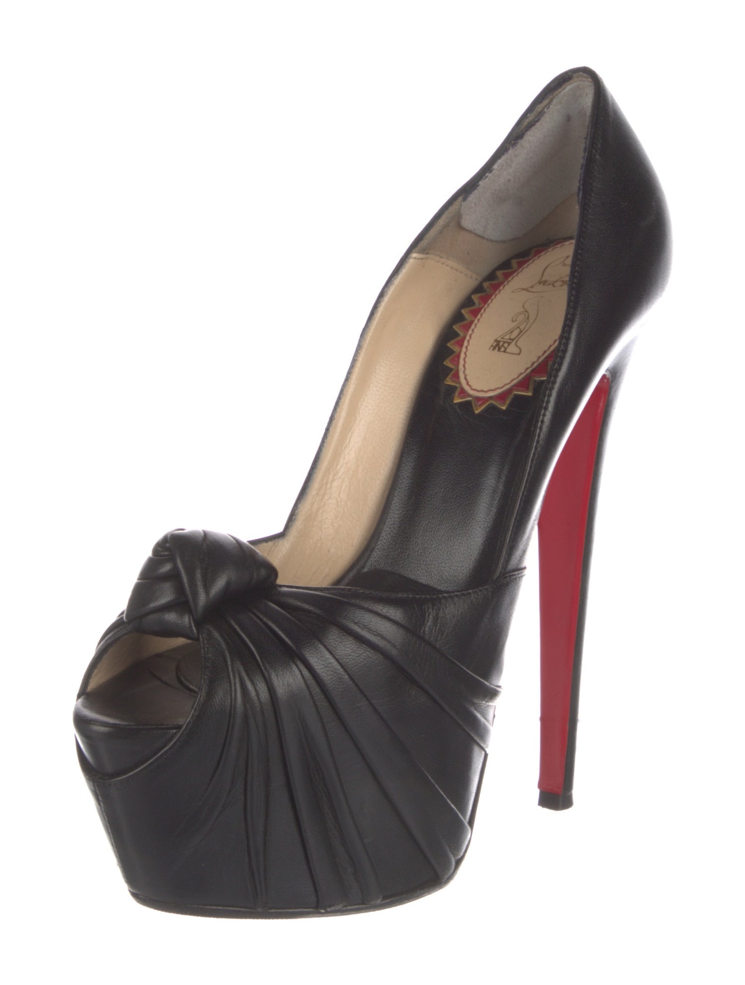Christian Louboutin Leather Pleated Accents Pumps
