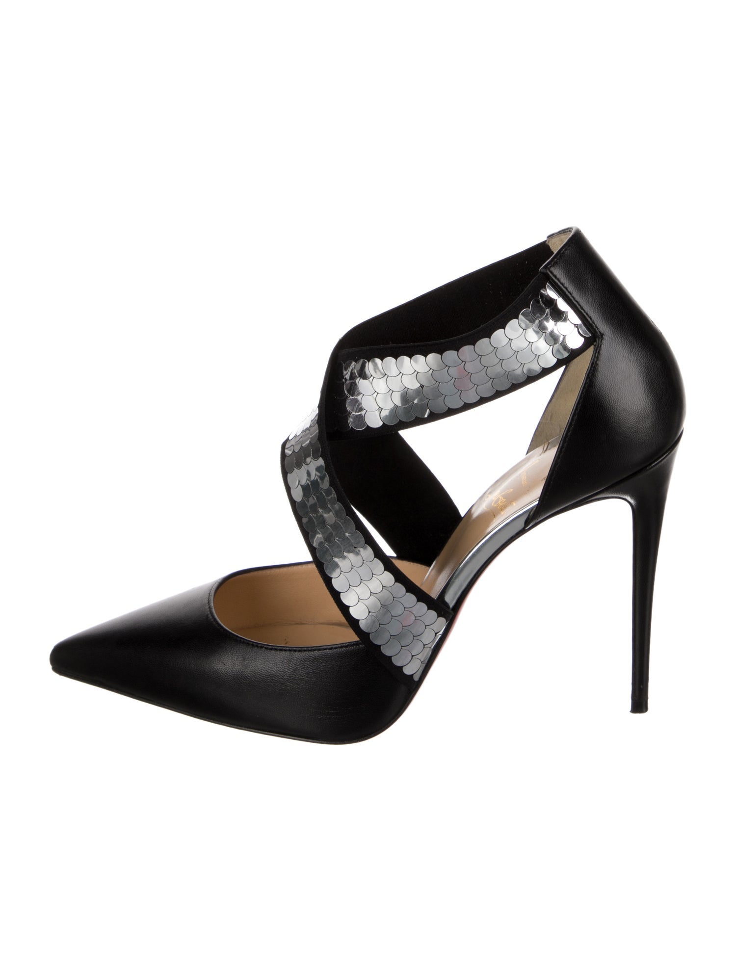 Christian Louboutin Leather Sequin Embellishments D'Orsay Pumps