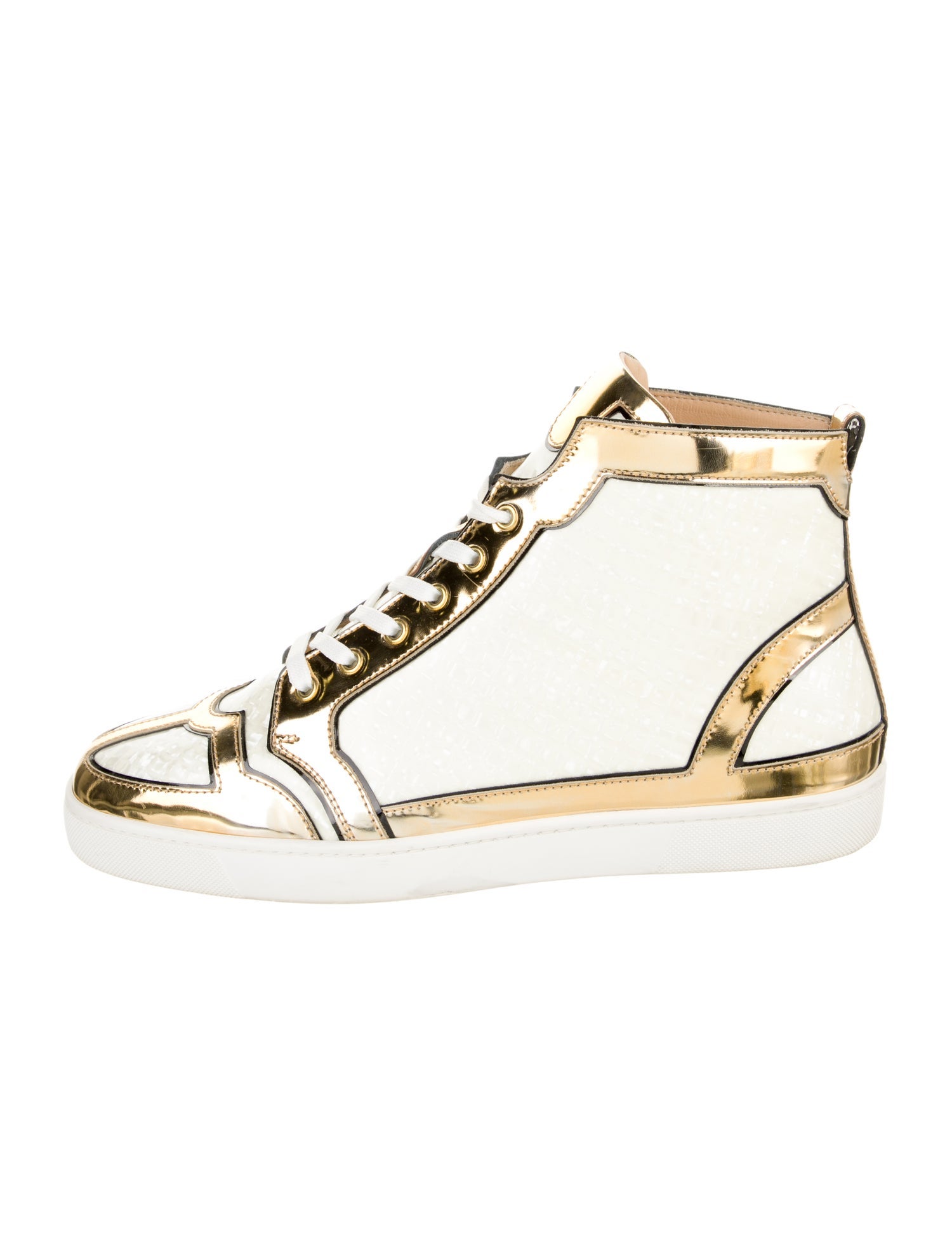 Christian Louboutin Patent Leather Colorblock Pattern Sneakers