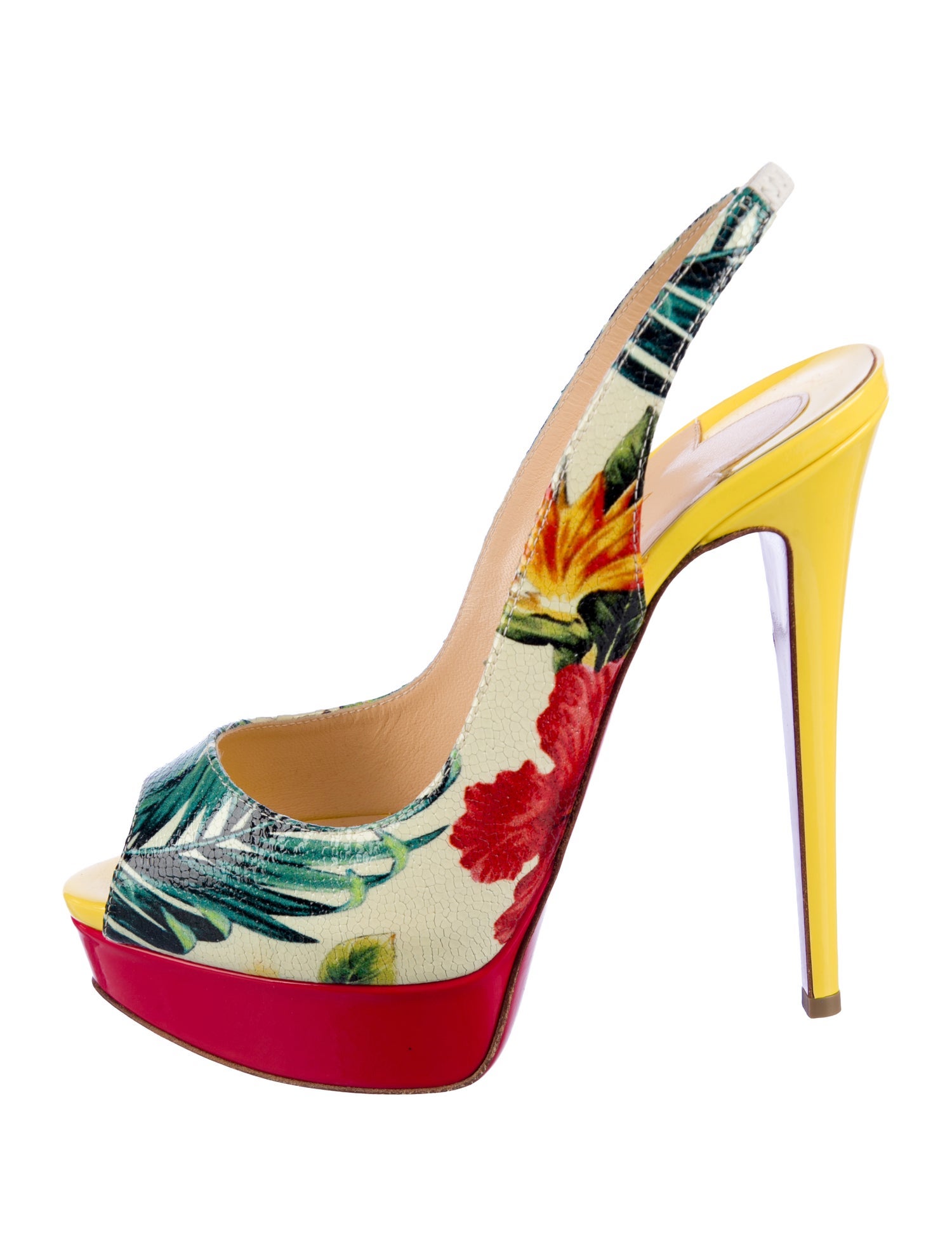 Christian Louboutin Floral Print Slingback Sandals