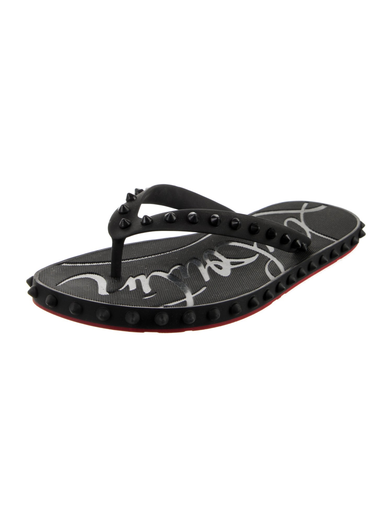 Christian Louboutin Spike Accents Rubber Sandals