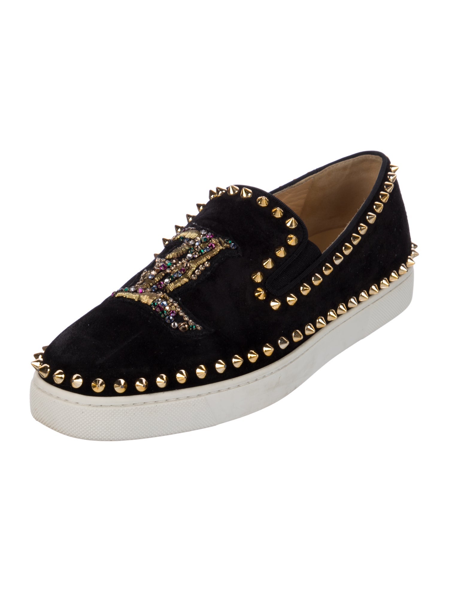 Christian Louboutin Spike Accents Suede Sneakers