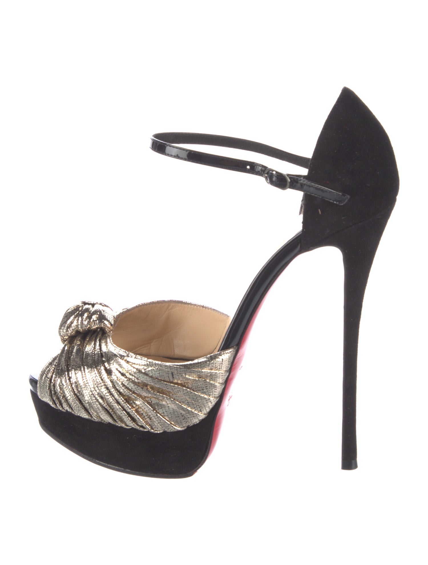 Christian Louboutin Suede Colorblock Pattern D'Orsay Pumps