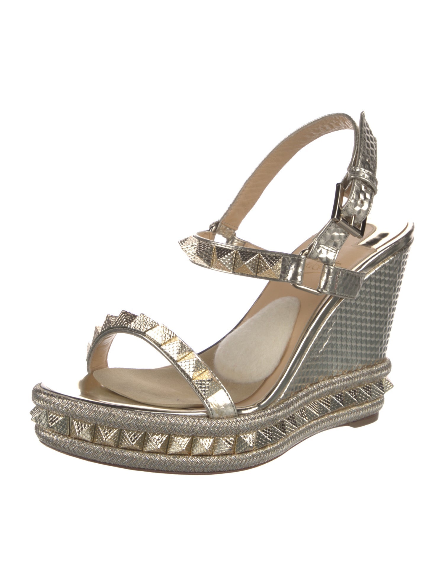 Christian Louboutin Leather Studded Accents Espadrilles