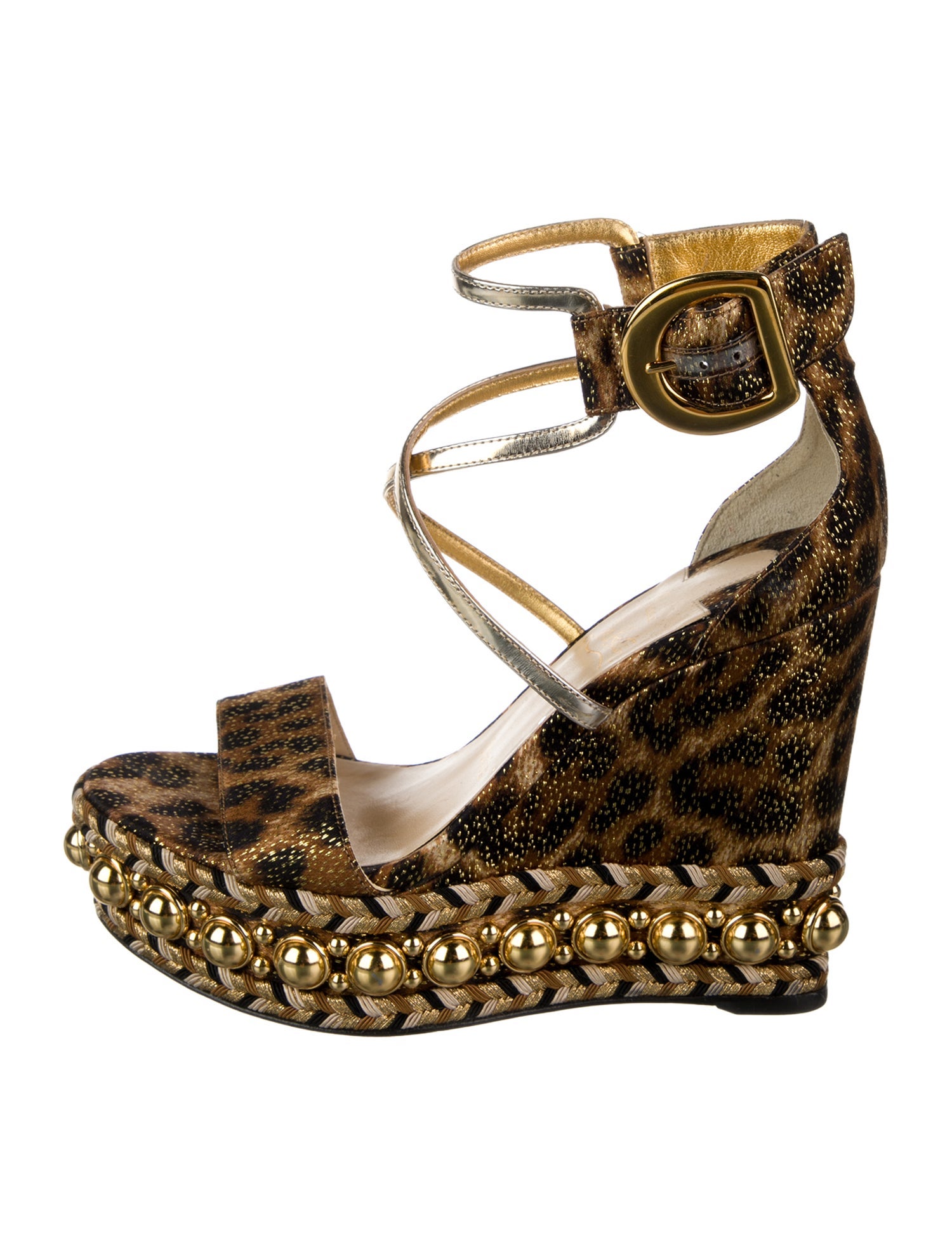 Christian Louboutin Animal Print Studded Accents Espadrilles