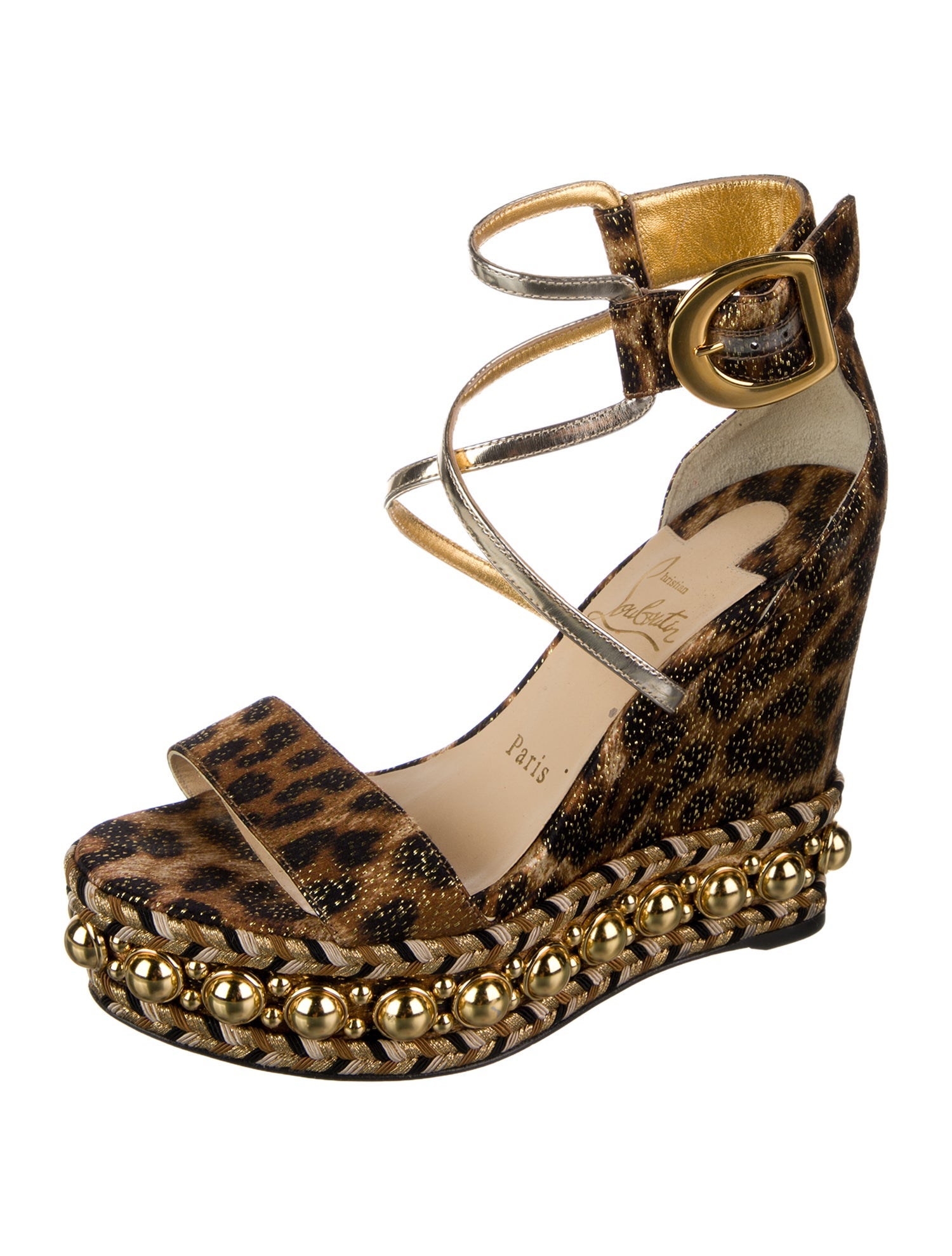Christian Louboutin Animal Print Studded Accents Espadrilles