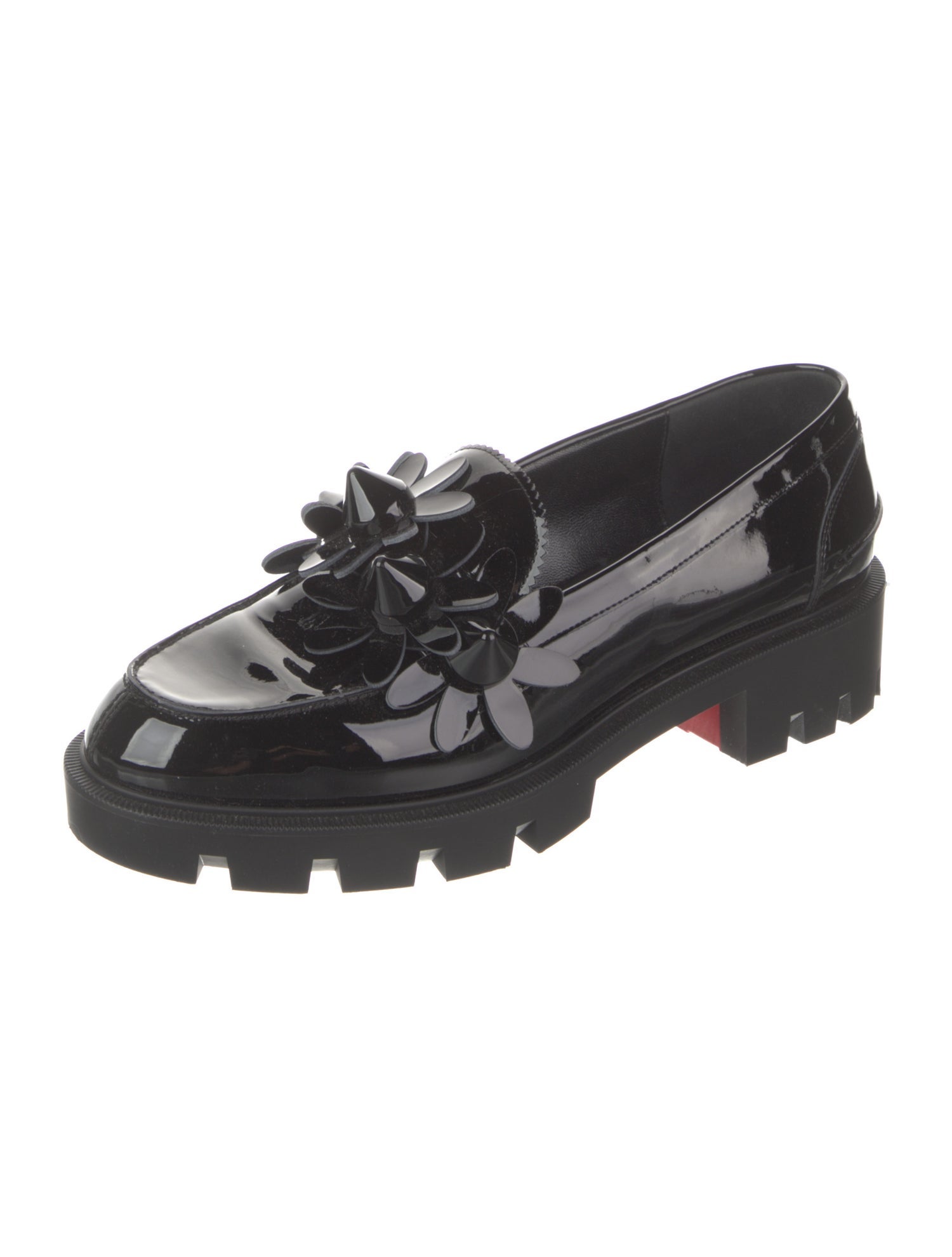 Christian Louboutin Spike Accents Patent Leather Loafers