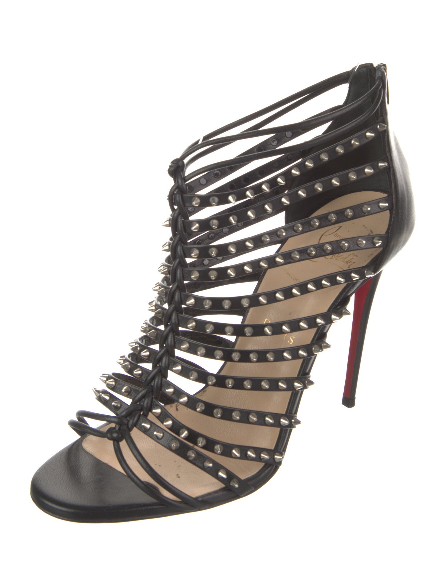 Christian Louboutin Spike Accents Leather Gladiator Sandals