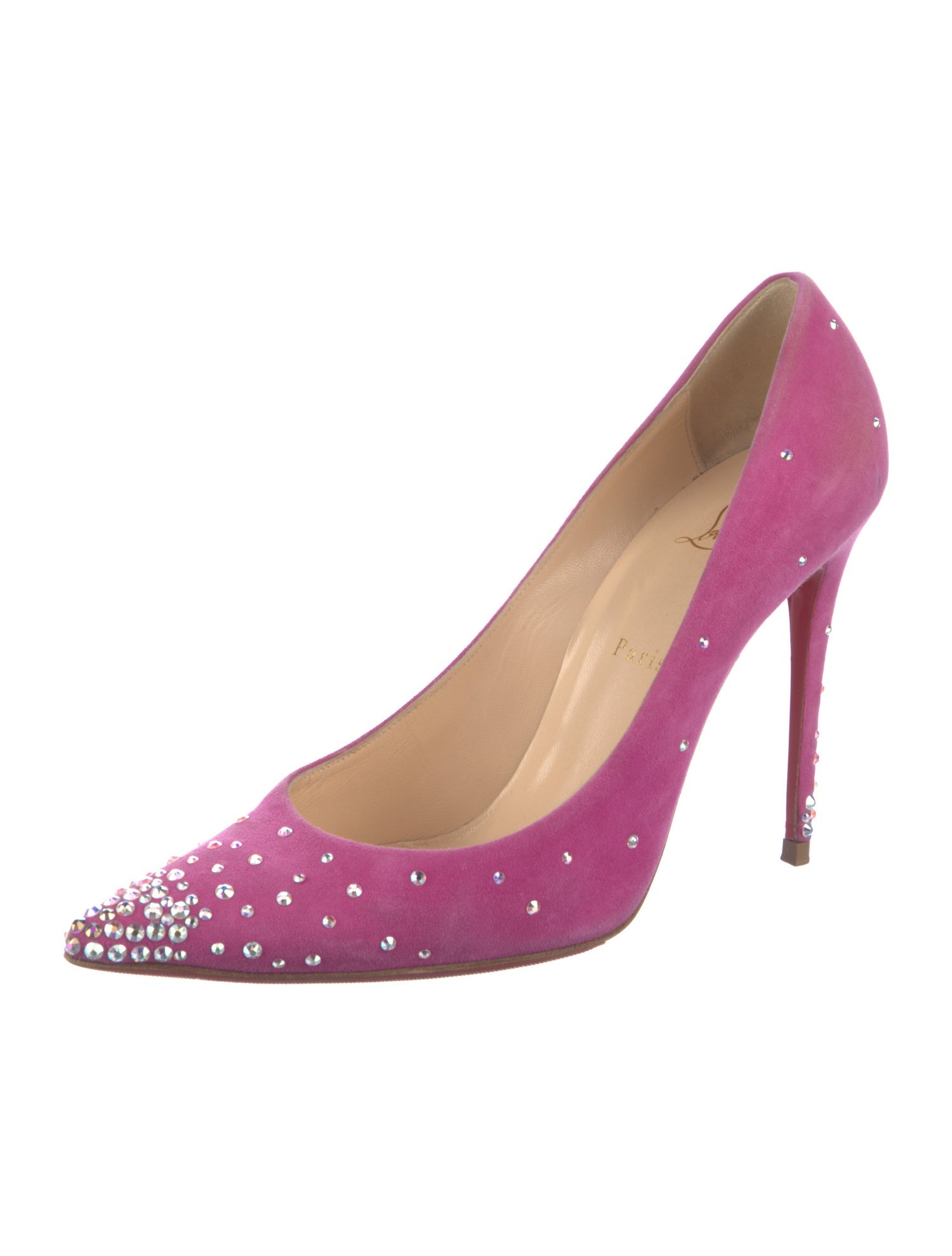 Christian Louboutin Suede Crystal Embellishments Pumps