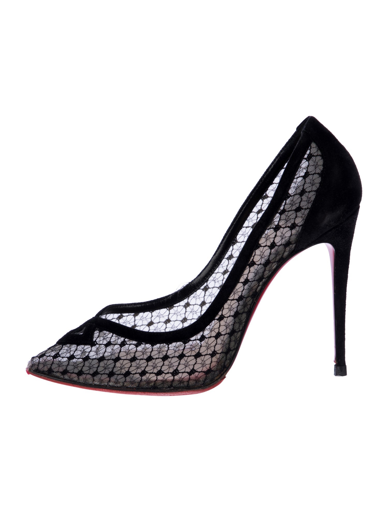 Christian Louboutin Suede Mesh Accents Pumps