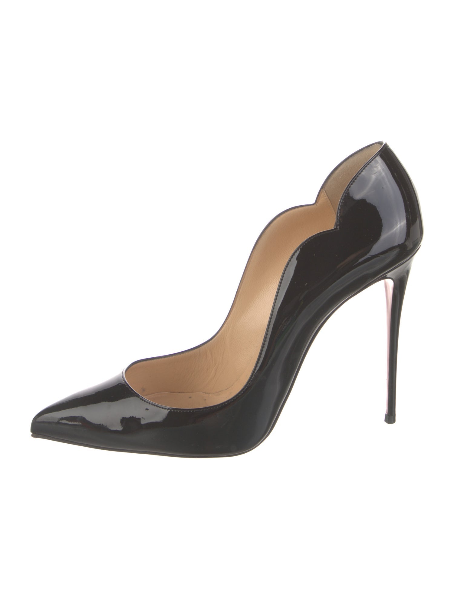 Christian Louboutin Patent Leather Scalloped Accent Pumps