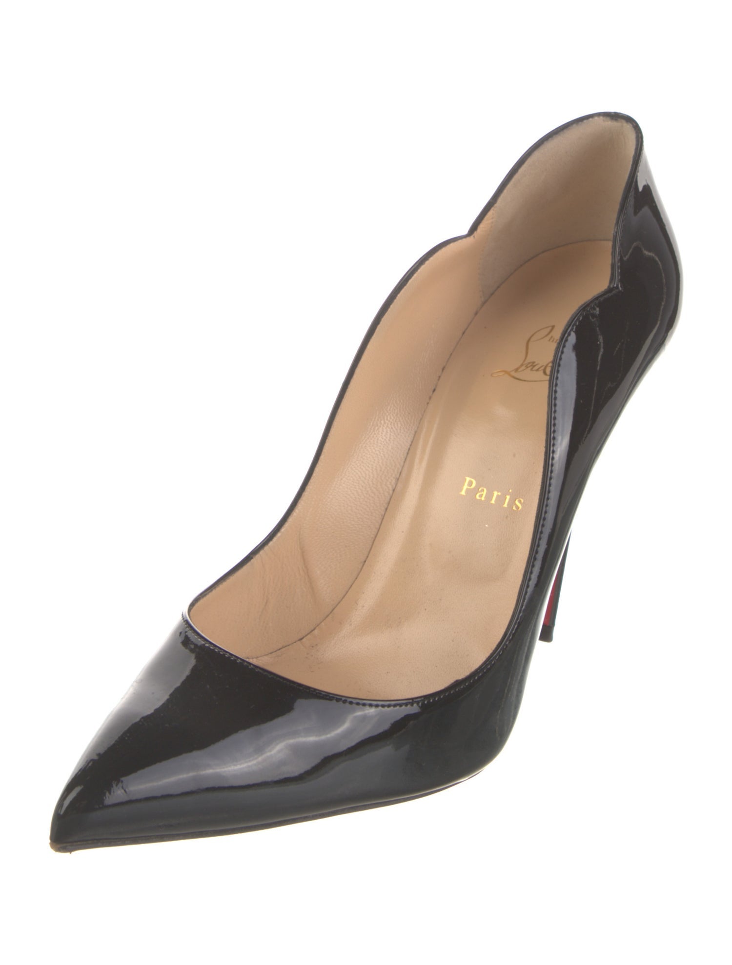 Christian Louboutin Patent Leather Scalloped Accent Pumps