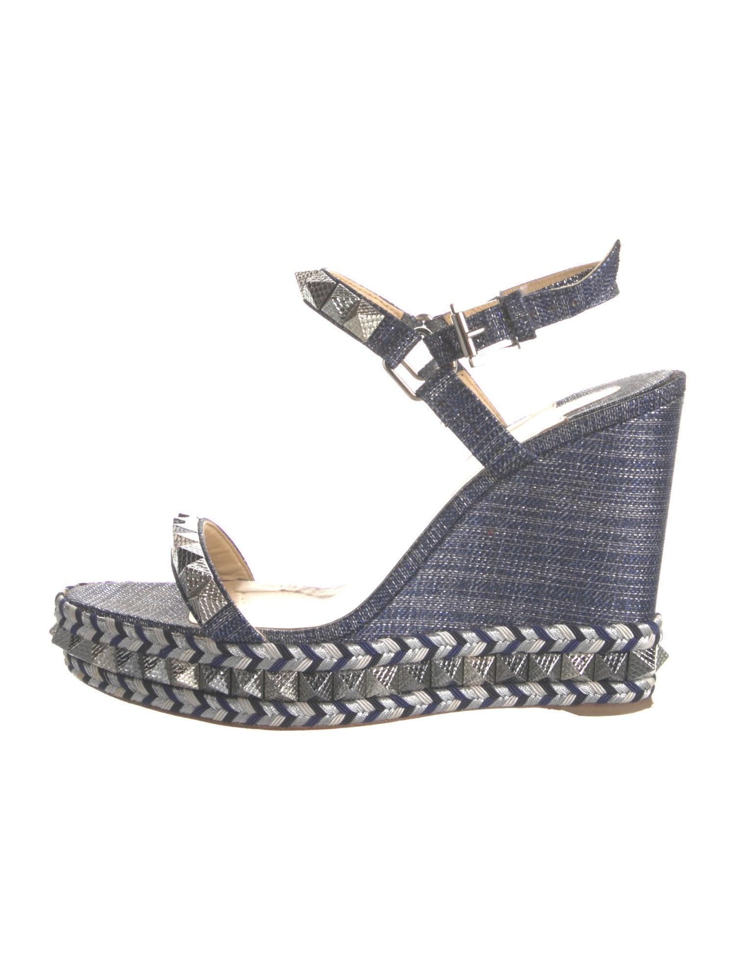 Christian Louboutin Rockstud Accents Denim Espadrilles