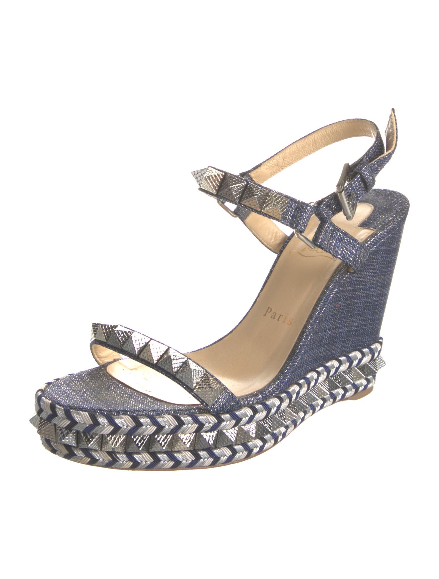 Christian Louboutin Rockstud Accents Denim Espadrilles