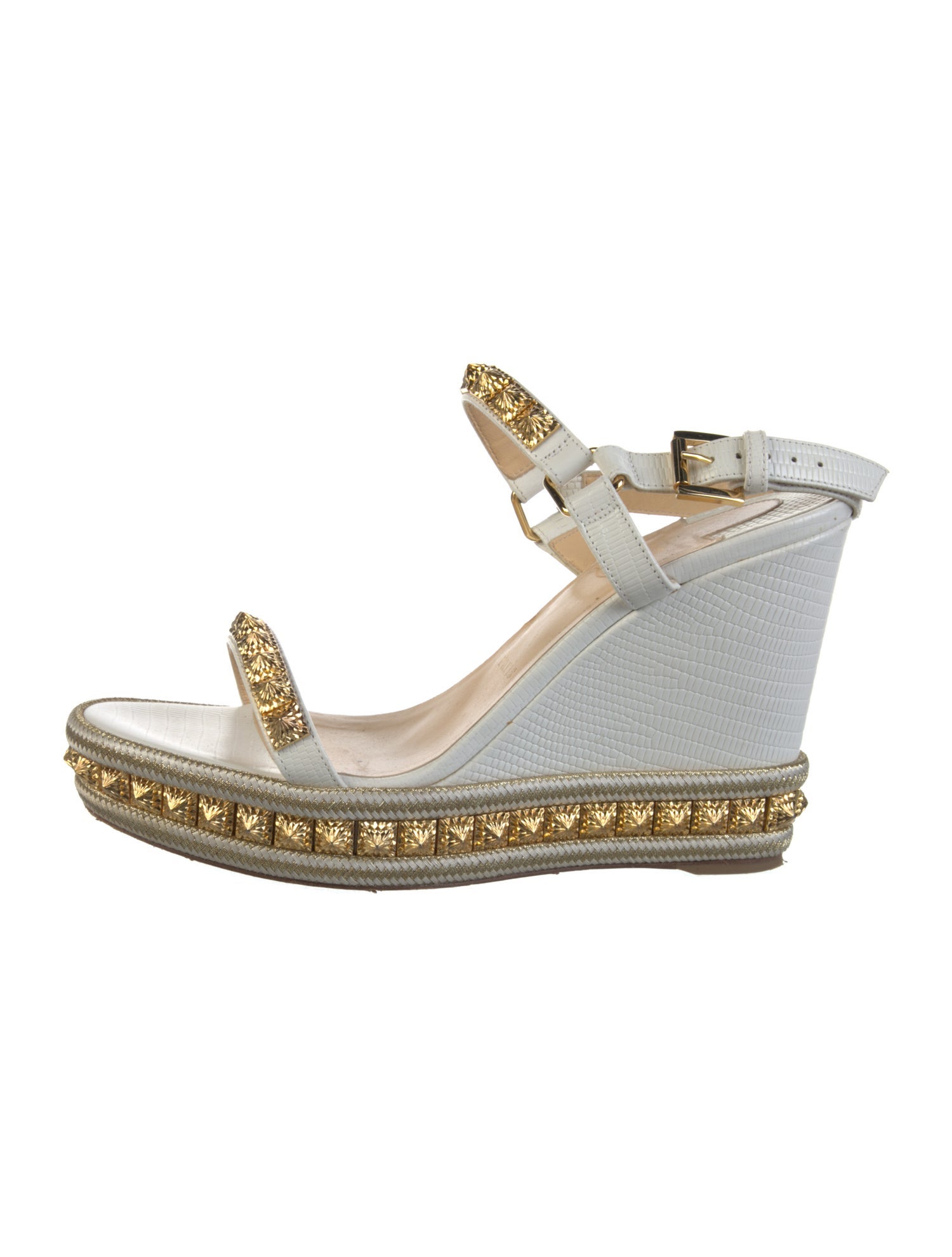 Christian Louboutin Embossed Leather Studded Accents Espadrilles