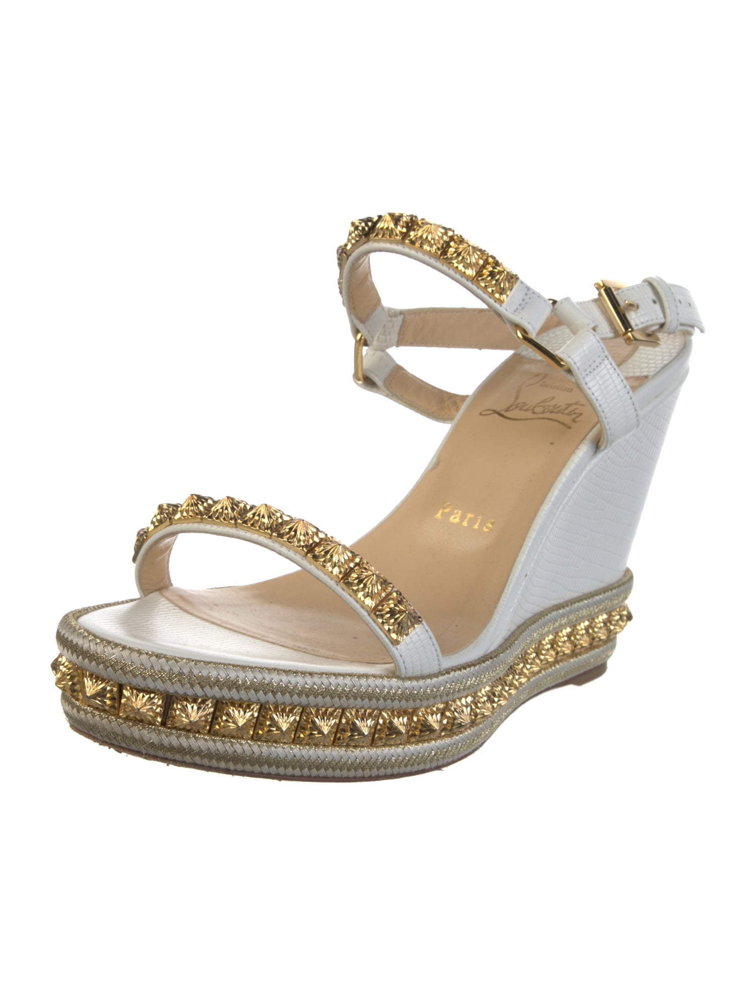 Christian Louboutin Embossed Leather Studded Accents Espadrilles