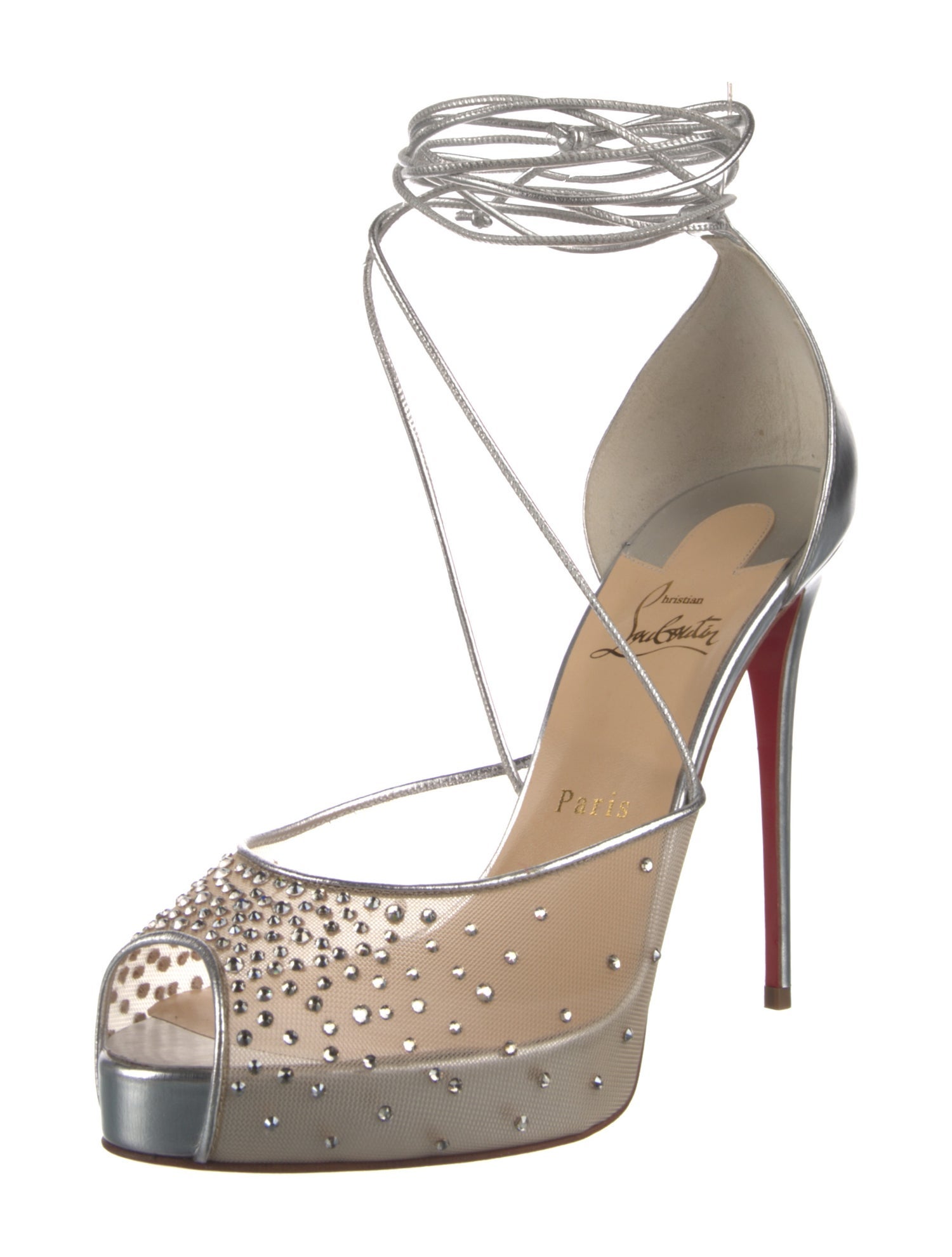 Christian Louboutin Mesh Mesh Accents T-Strap Pumps