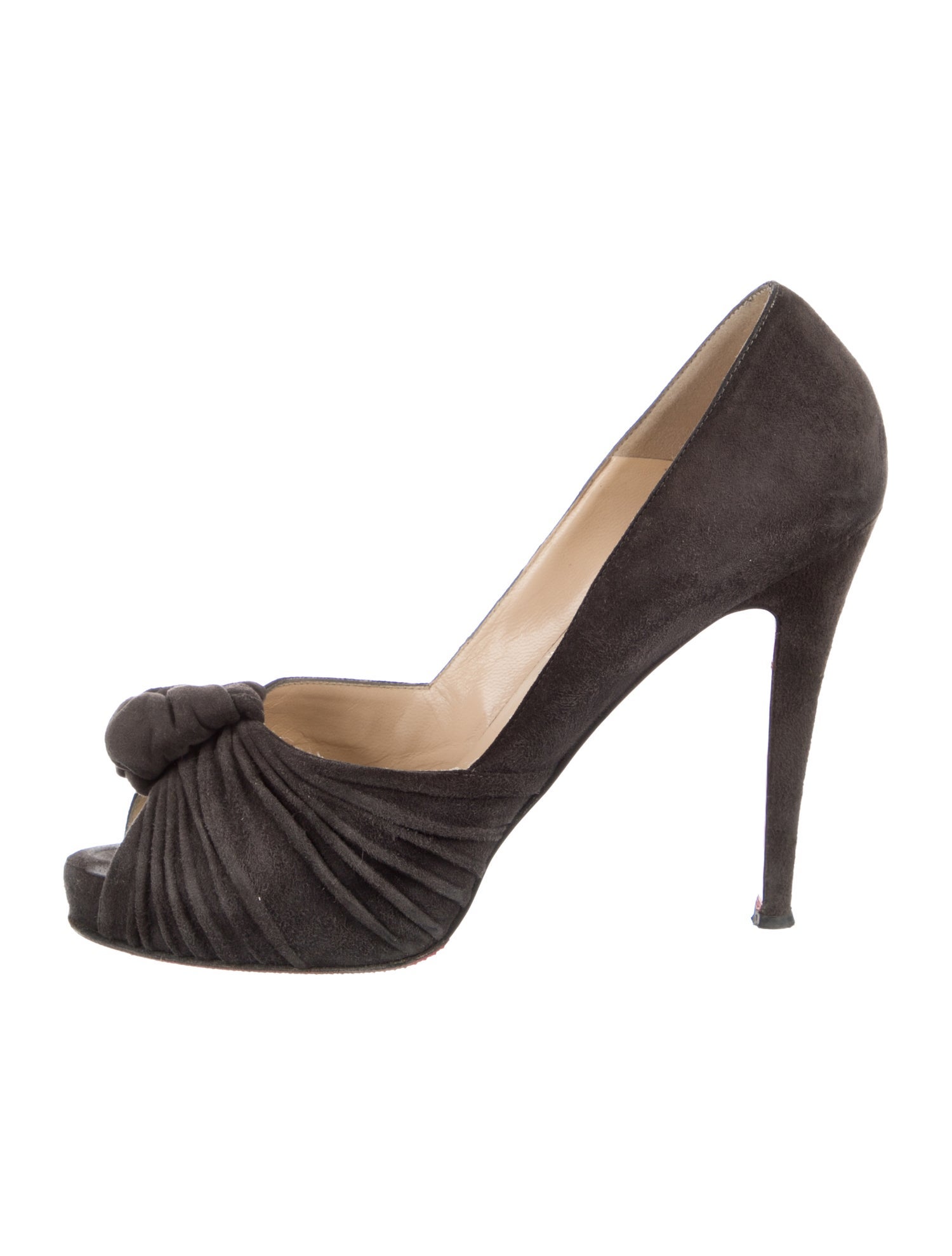 Christian Louboutin Suede Pleated Accents Pumps