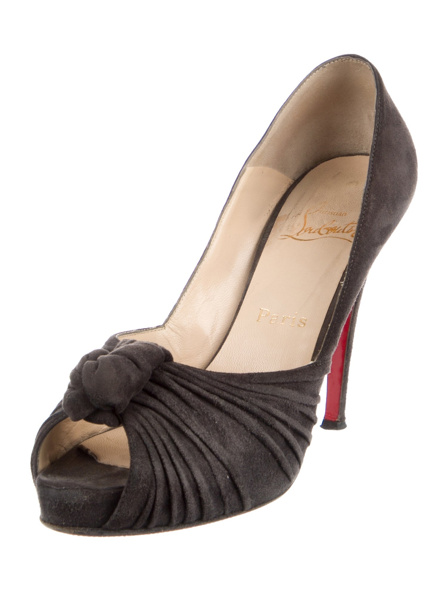 Christian Louboutin Suede Pleated Accents Pumps