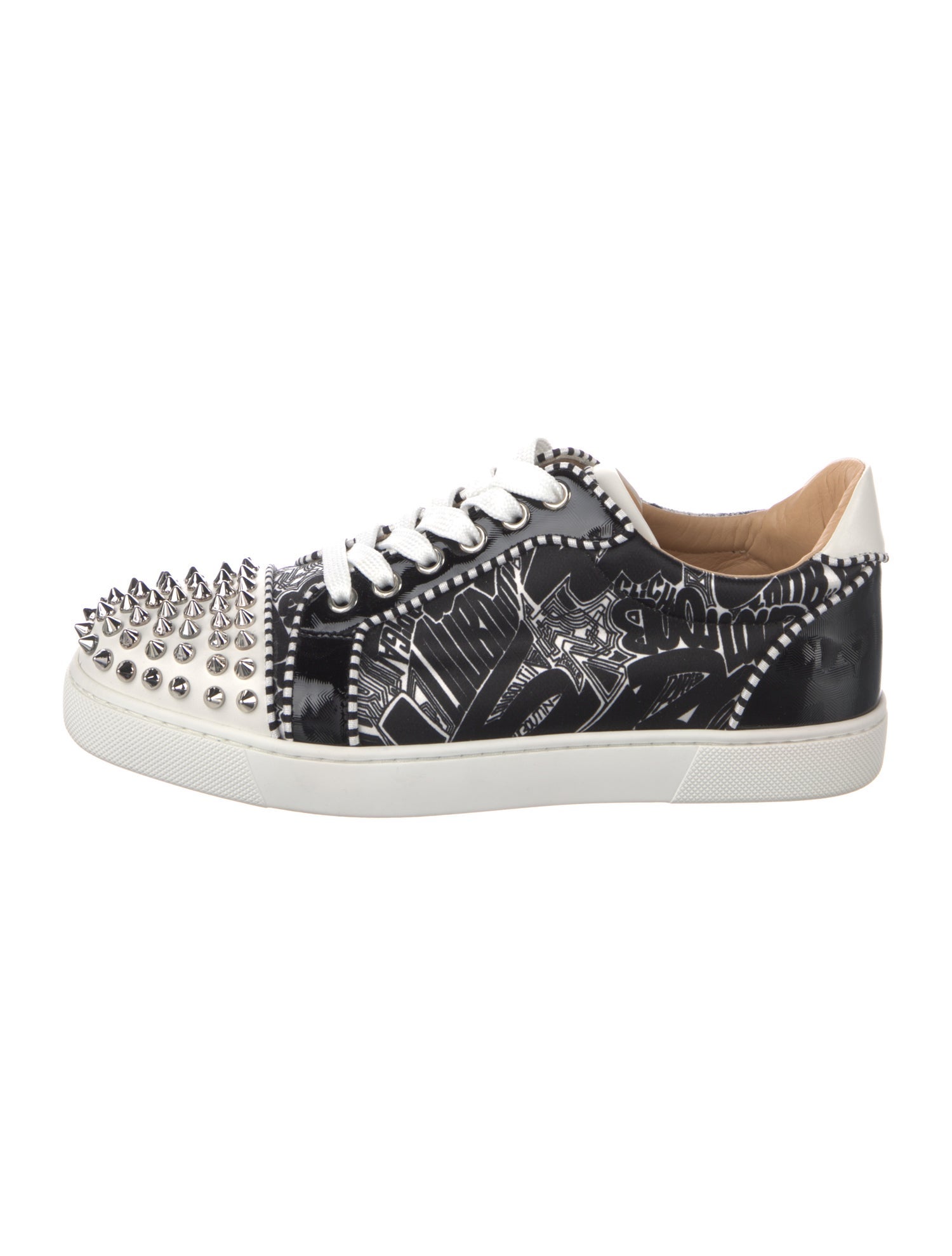 Christian Louboutin Spike Accents Patent Leather Sneakers