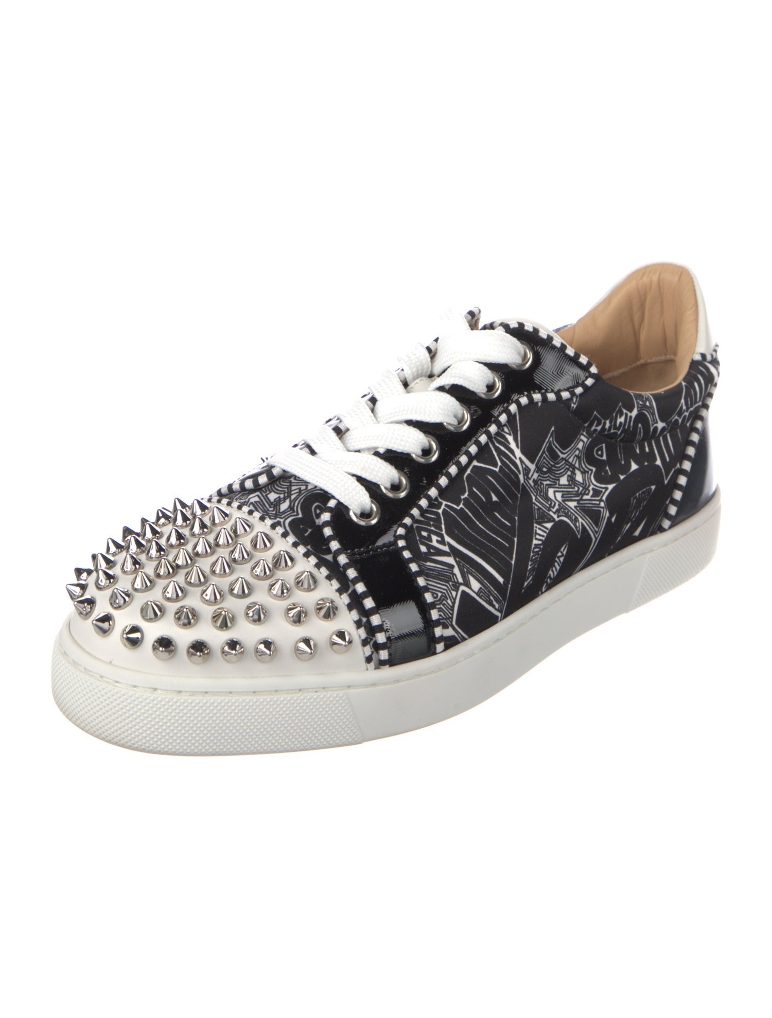 Christian Louboutin Spike Accents Patent Leather Sneakers