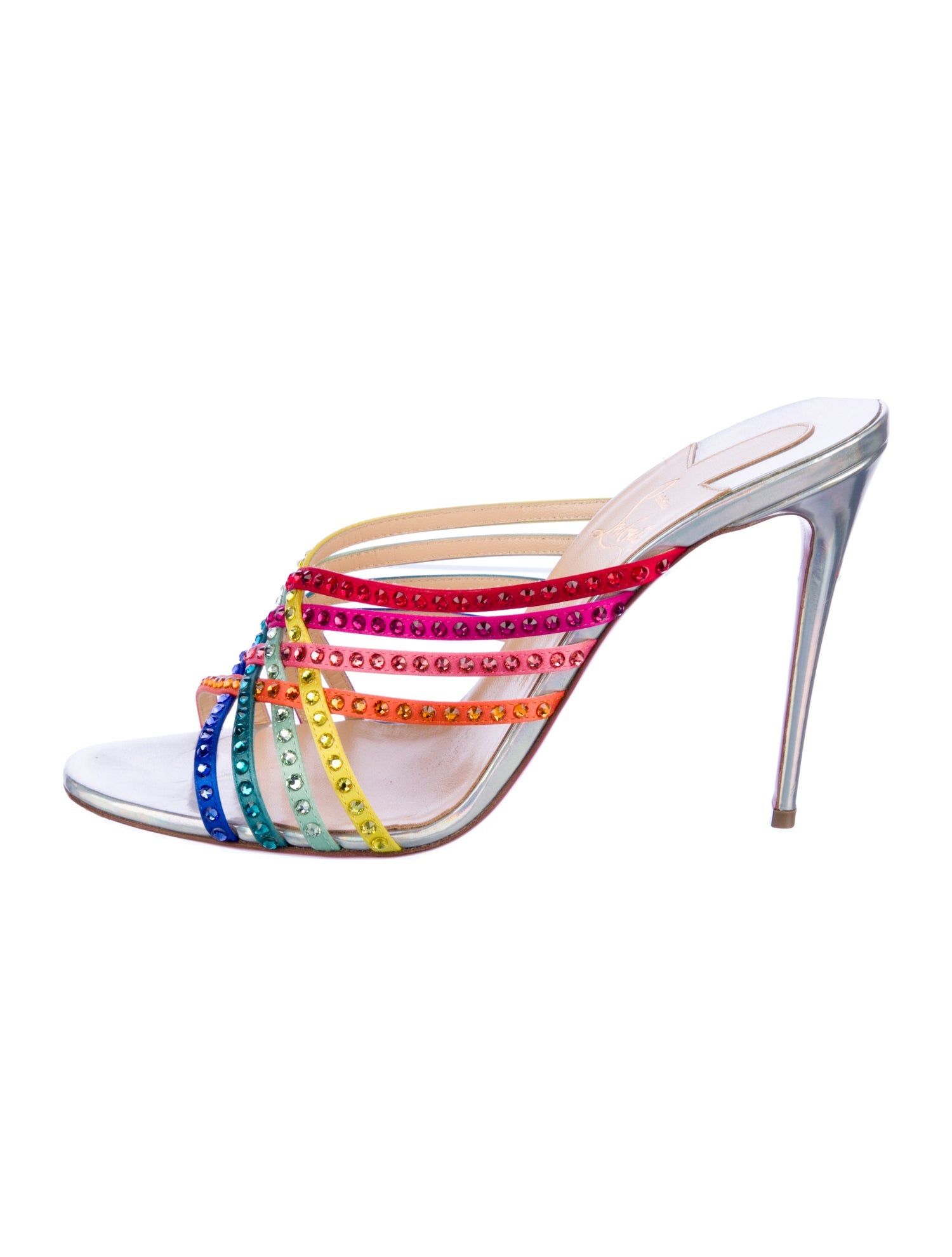 Christian Louboutin Satin Colorblock Pattern Slides