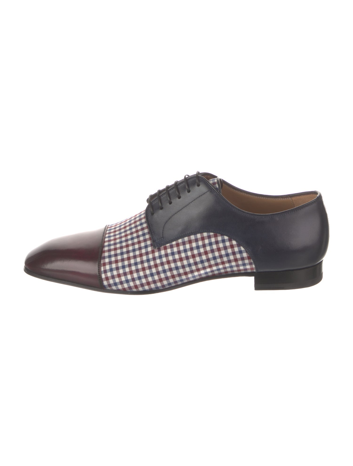 Christian Louboutin Leather Plaid Print Derby Shoes