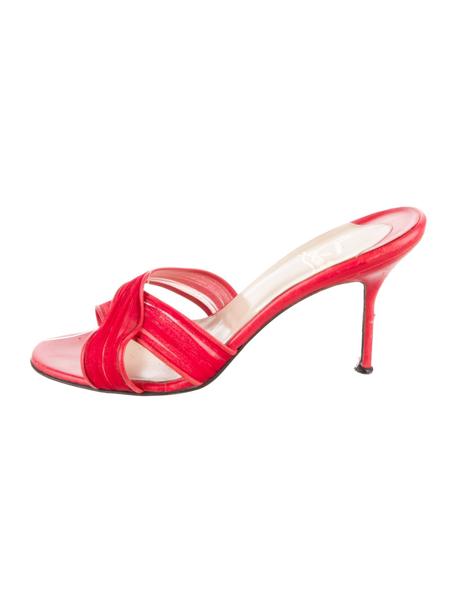 Christian Louboutin Satin Pleated Accents Slides
