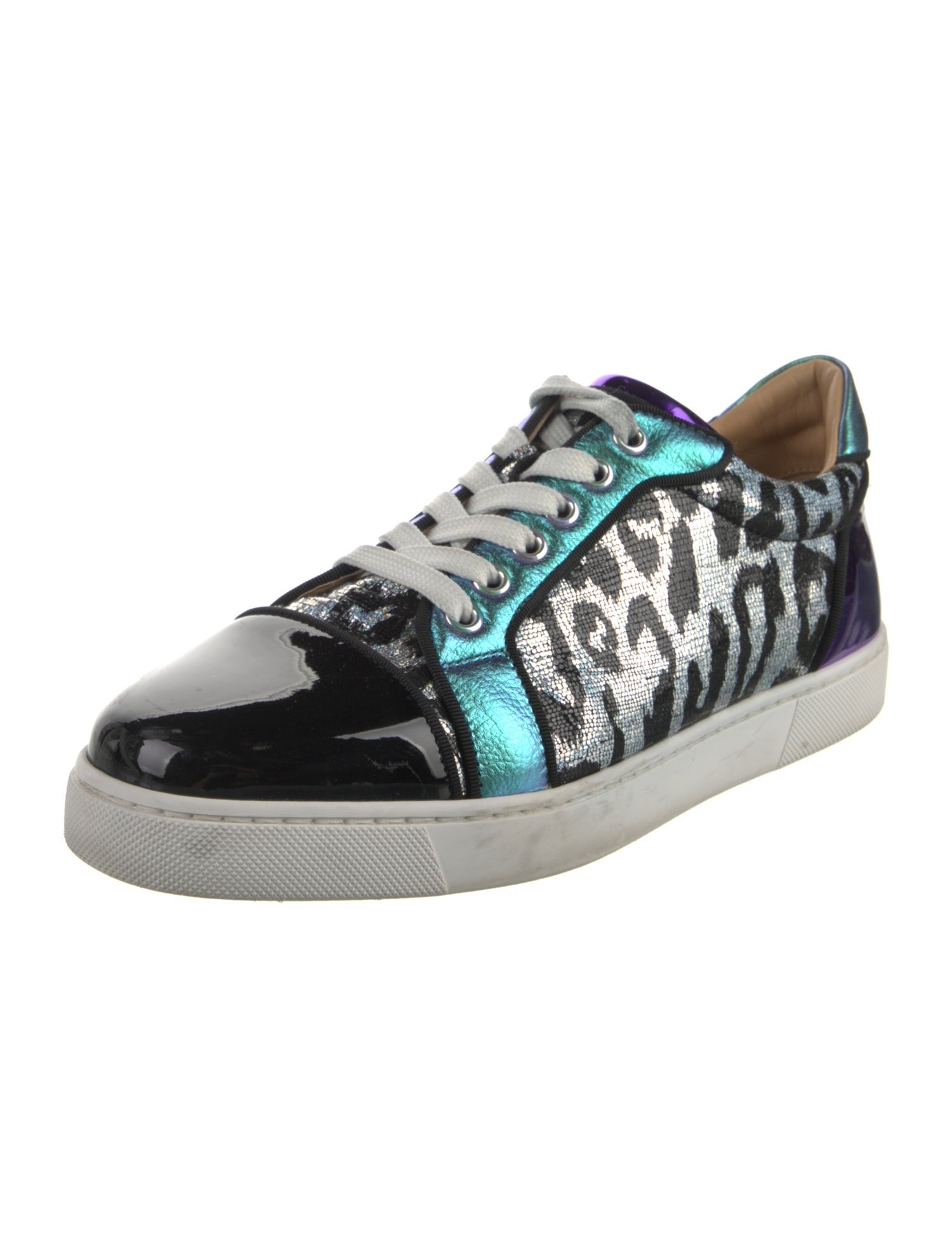 Christian Louboutin Patent Leather Animal Print Sneakers