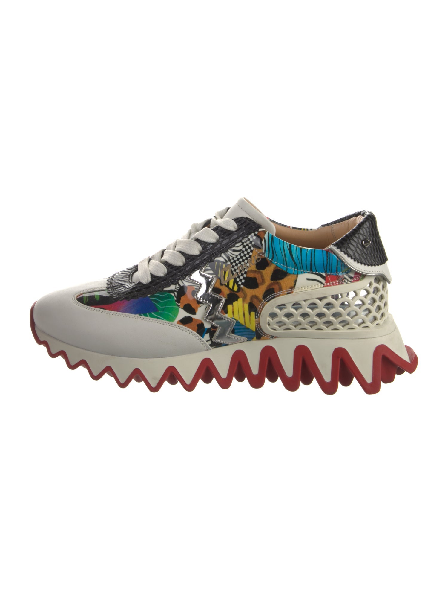 Christian Louboutin Spike Accents Patent Leather Sneakers