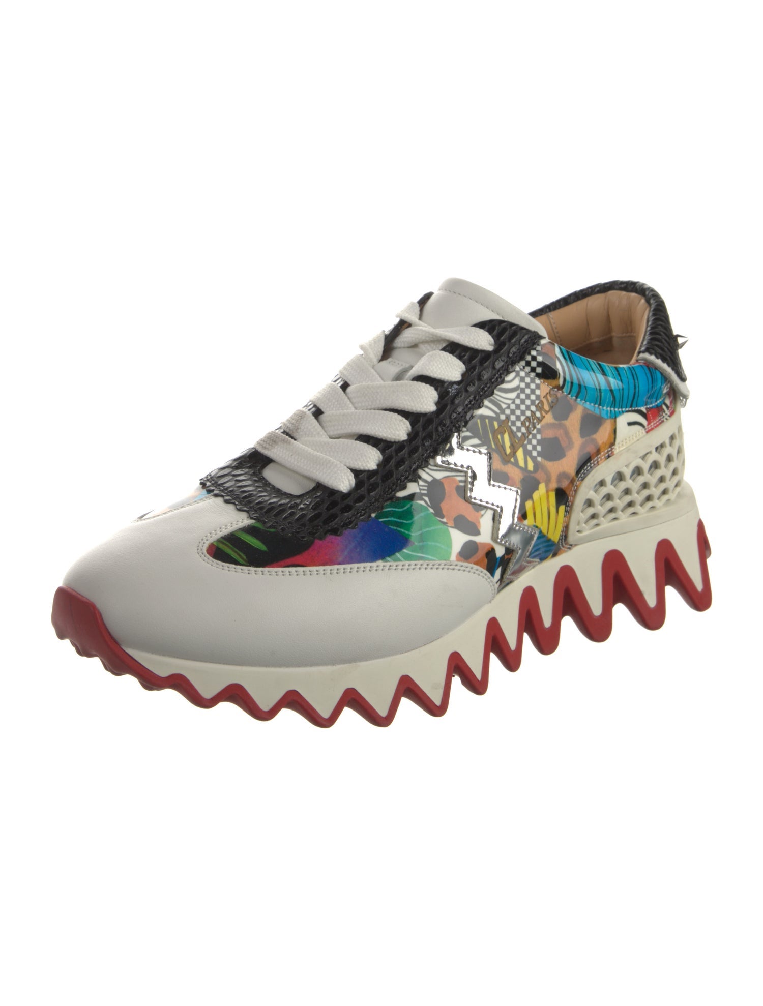 Christian Louboutin Spike Accents Patent Leather Sneakers