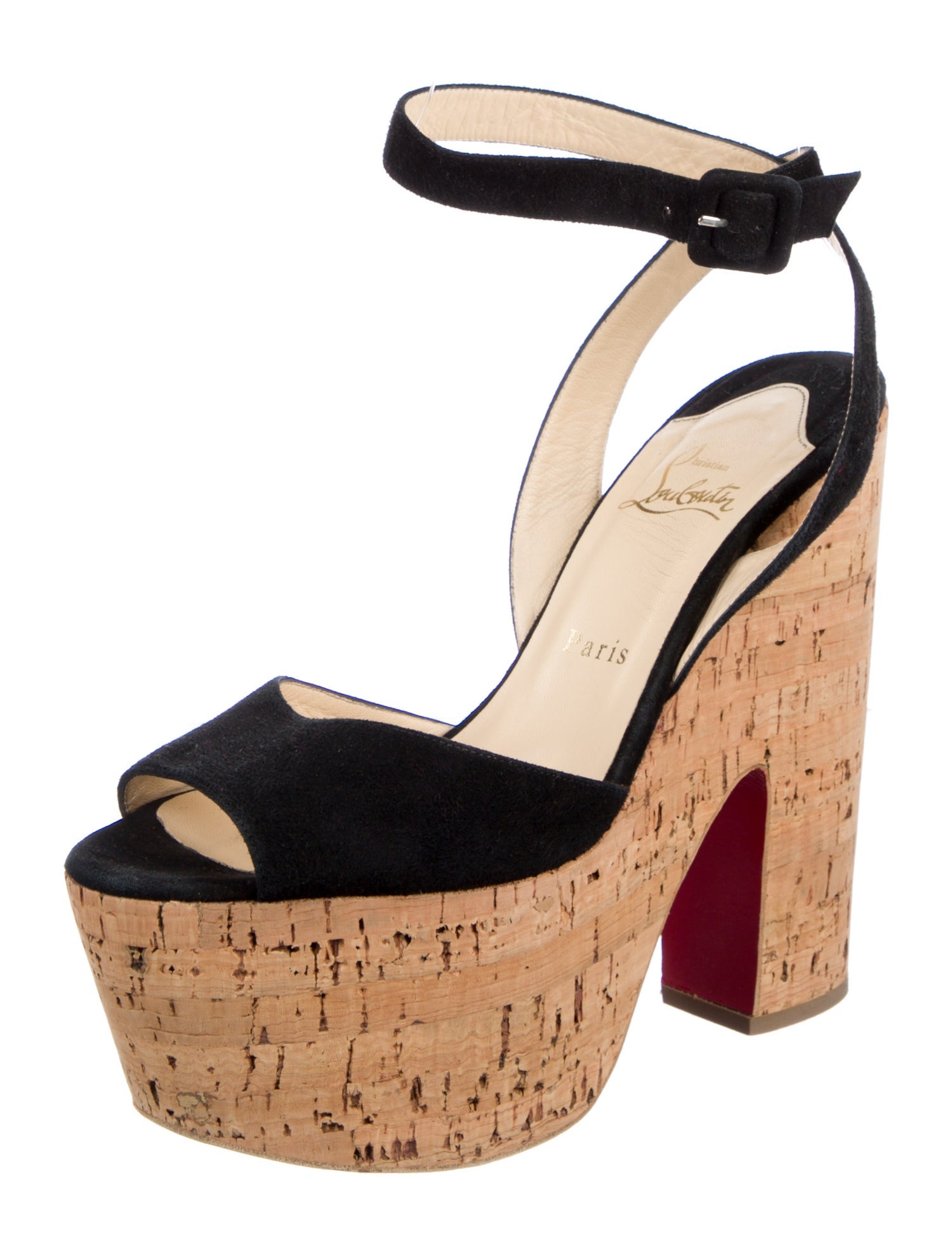 Christian Louboutin Suede Leather Trim Embellishment Pumps