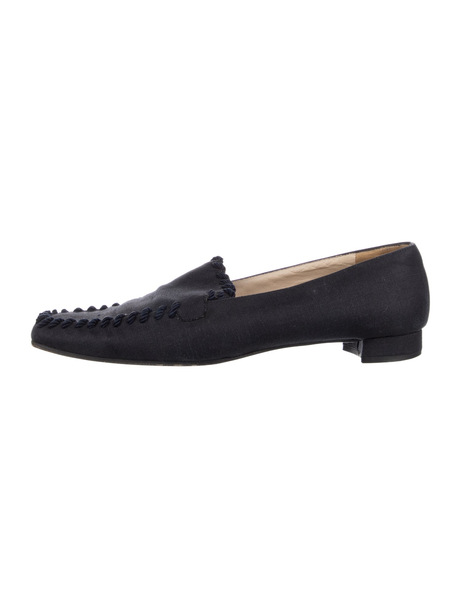 Christian Louboutin Canvas Whipstitch Trim Loafers