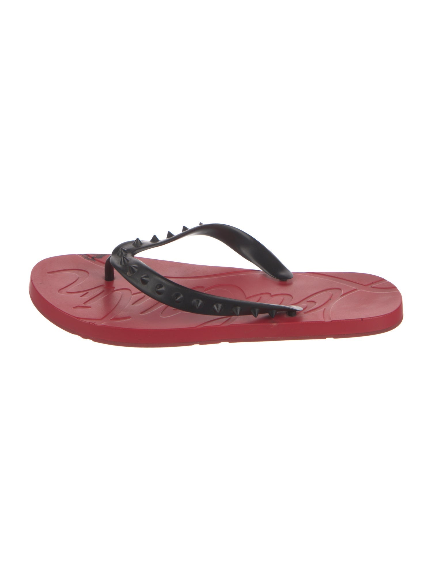 Christian Louboutin Spike Accents Rubber Flip Flops
