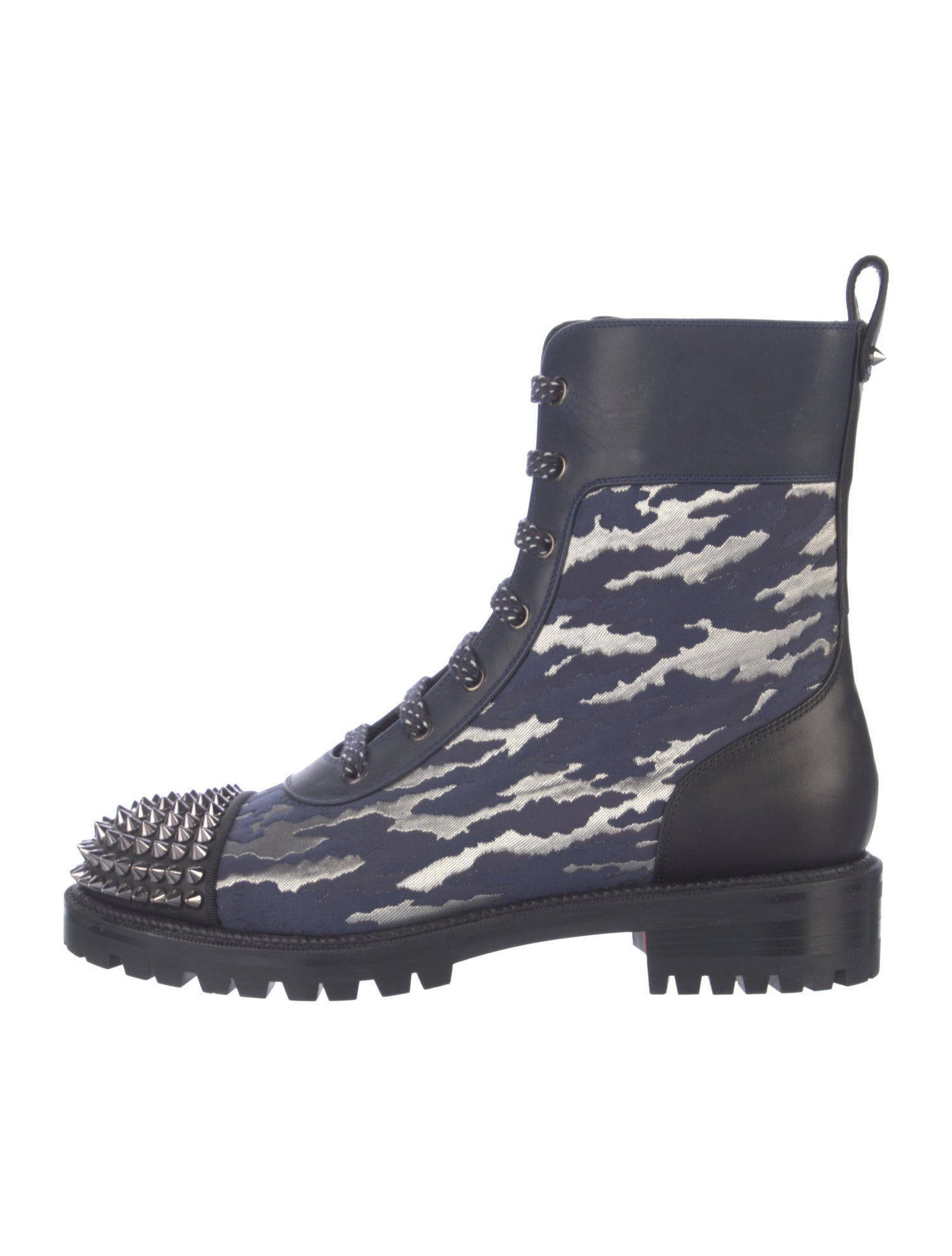 Christian Louboutin Spike Accents Leather Combat Boots